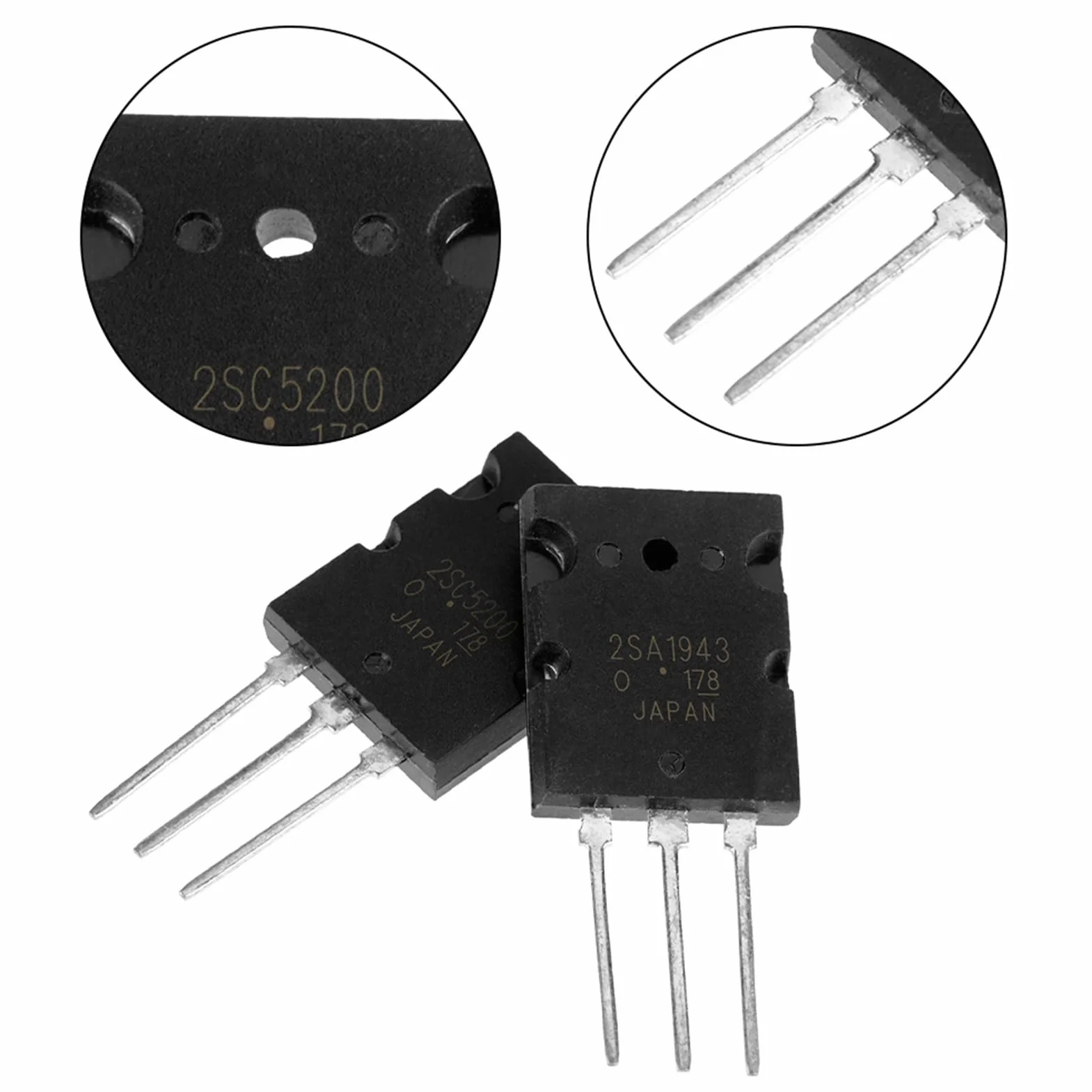 5 x + 5 x 2SC5200 tranzystor audio, 5 par czarny 2SC5200 połączenie wysokiej wydajności