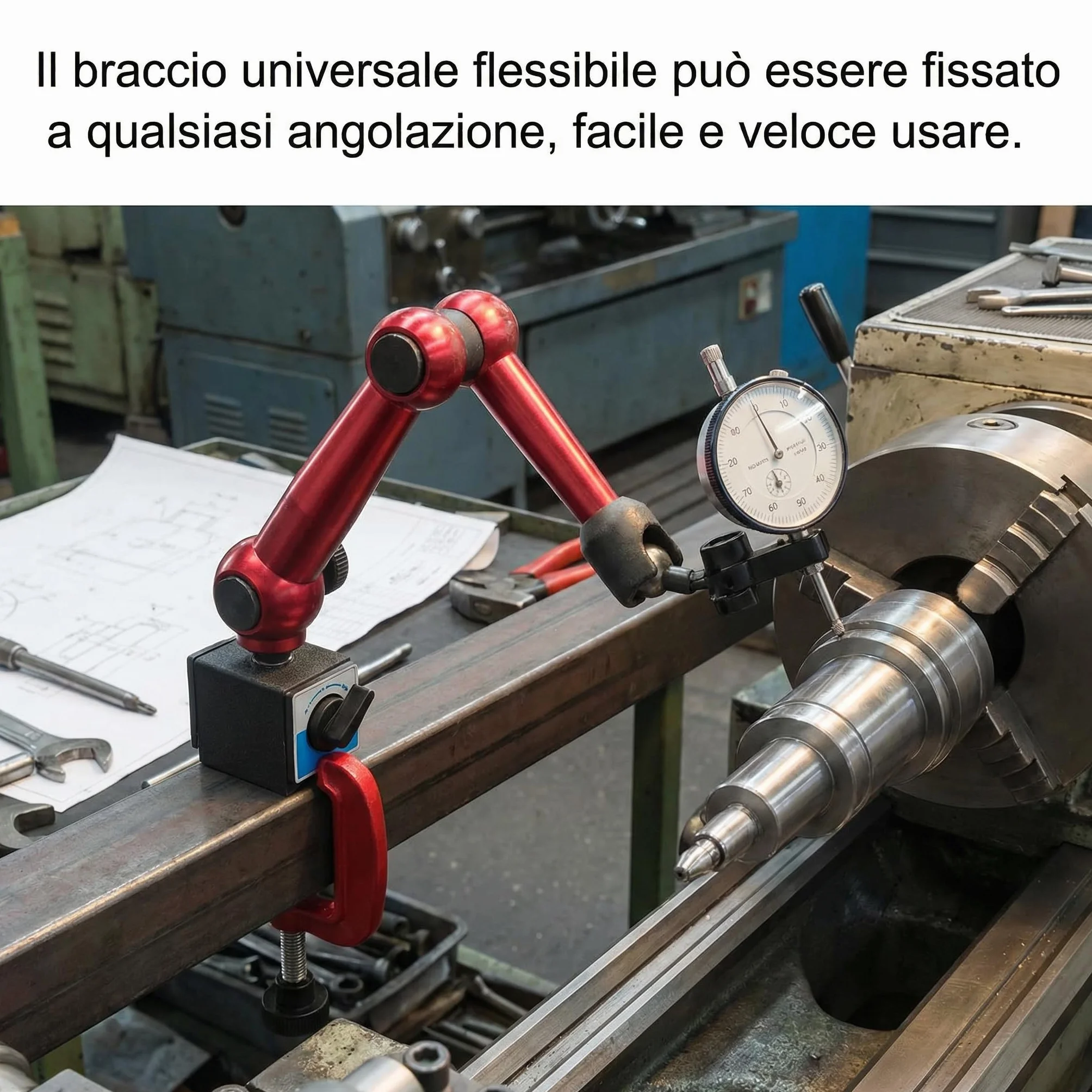 Uchwyt Czujnika Zegarowego z uniwersalną podstawą magnetyczną M5, Czujnik Zegarowy z podstawą magnetyczną Czujnik Zegarowy z Uchwytem na Stojak Ramię Magnetyczne do Czujnika