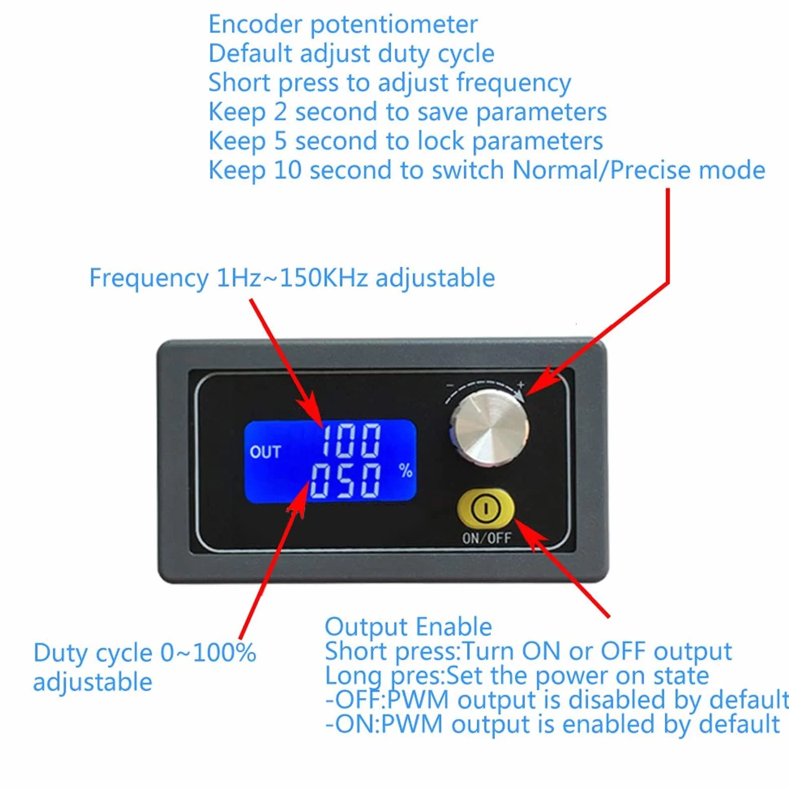 Generator Sygnału Prostokątnego Moduł Regulacji Częstotliwości Impulsów PWM z Cyklem Pracy XY‑PWM + Przełącznik do ściemniacza MCU, Regulator Prędkości