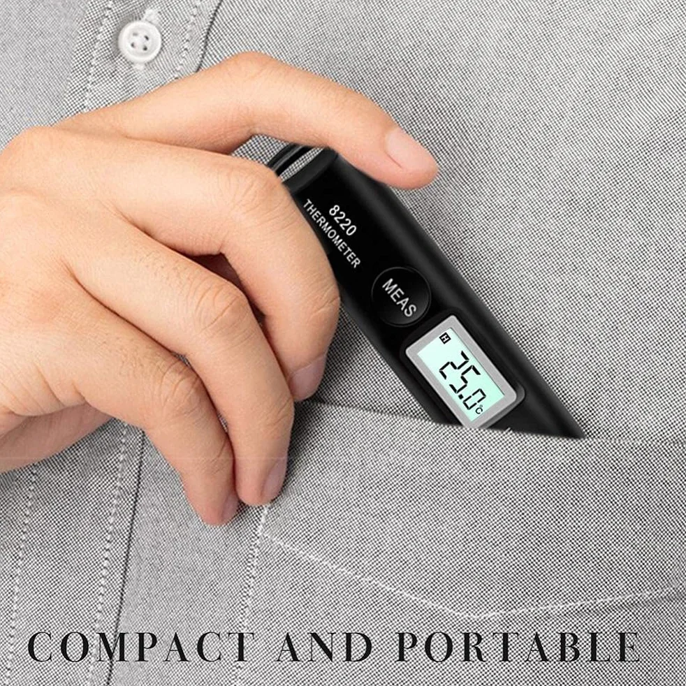 Mini Cyfrowy Termometr na podczerwień Bezkontaktowy Czytnik Temperatury Pen Przenośny Kieszonkowy Długopis Temperatury -50-220 ℃ (black)