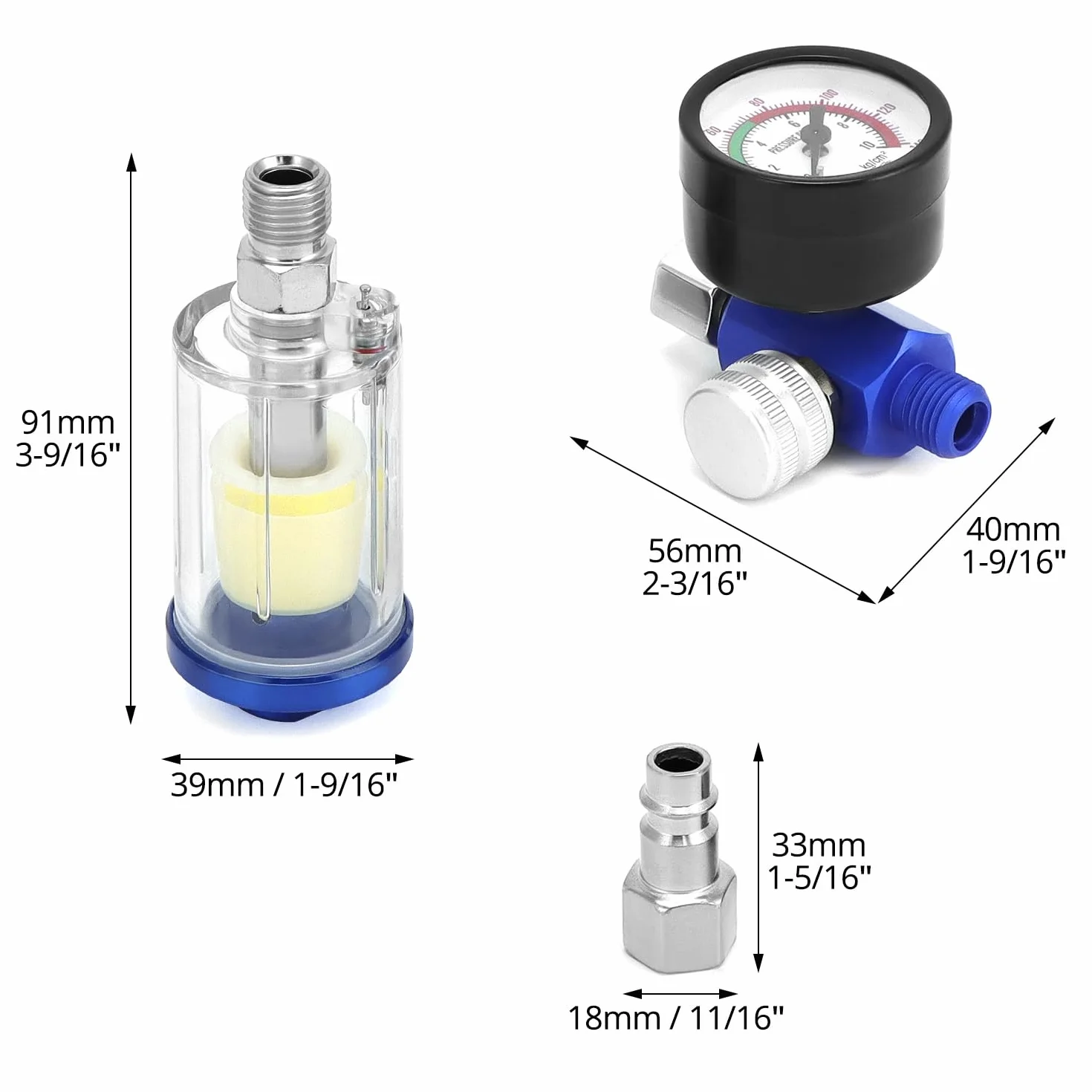Regulator ciśnienia powietrza z manometrem i filtrem 1/4″ 140 psi