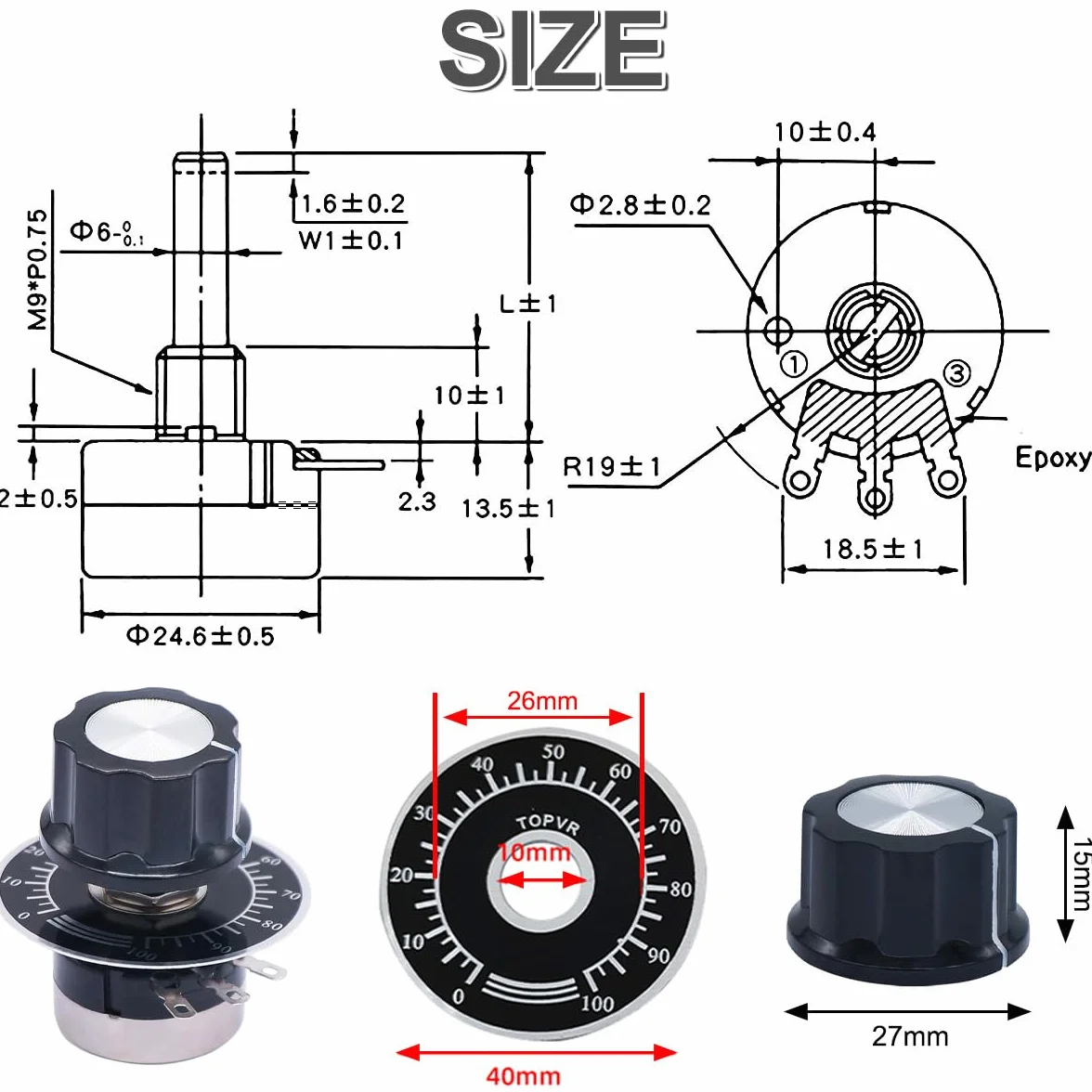 RV24YN20S B103 10K Single Rotary Film Potencjometr Obrotowy 2-pak
