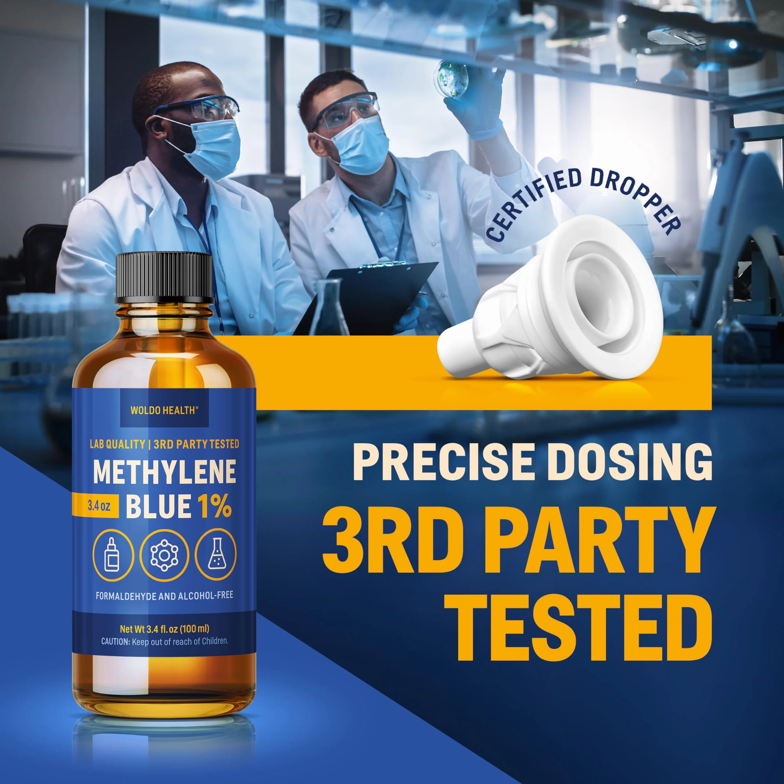 Błękit metylenowy 1% jakość farmaceutyczna z pipetą 100 ml – bez formaldehydu, bez alkoholu, chroniony przed światłem