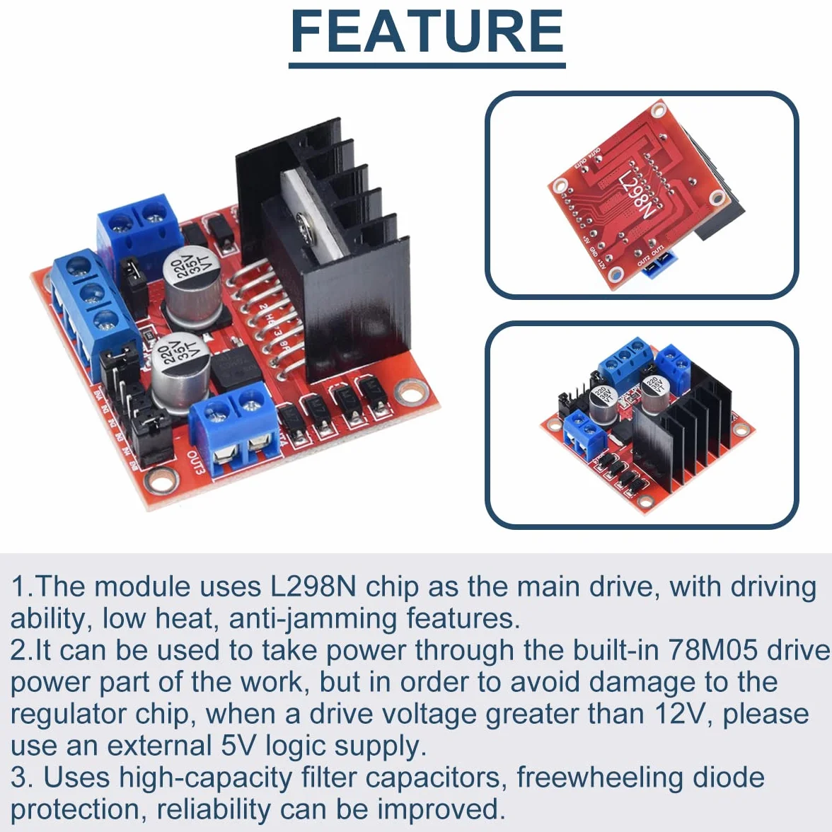 2 szt. Płyta kontrolera napędu silnika L298N DC podwójny moduł sterujący silnika krokowego H Bridge Motor dla Arduino Smart Car Power z kablem rozruchowym, drut 24AWG