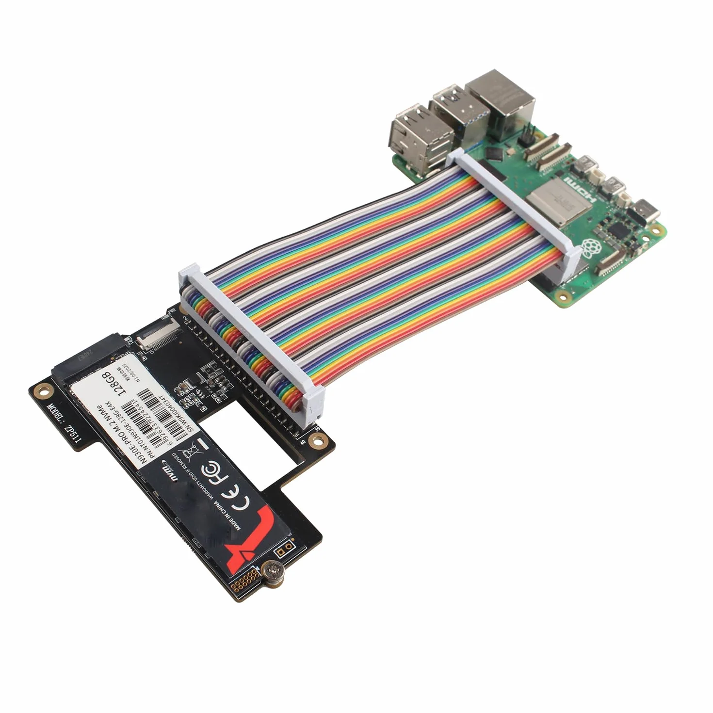ZDE 40-biegunowy płaski kabel wstążkowy GPIO tęczowy, akcesoria komputerowe, 10 cm, kompatybilny z Raspberry Pi 5 4B 3 2 Model B B+ (żeńskie do żeńskich)