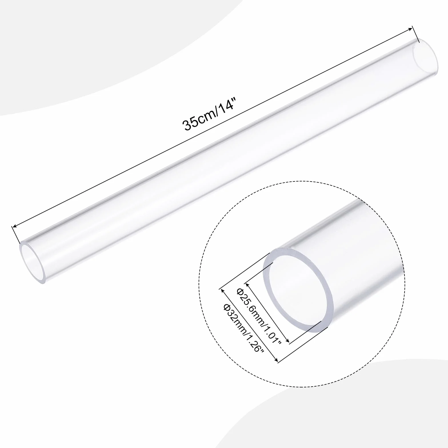 QUARKZMAN 25,6 mm ID 32 mm OD 14" Przezroczysta sztywna rura PVC o wysokiej wytrzymałości do rur wodnych, akwarium, zbiorników rybnych, szklarni ogrodowej, jasnego
