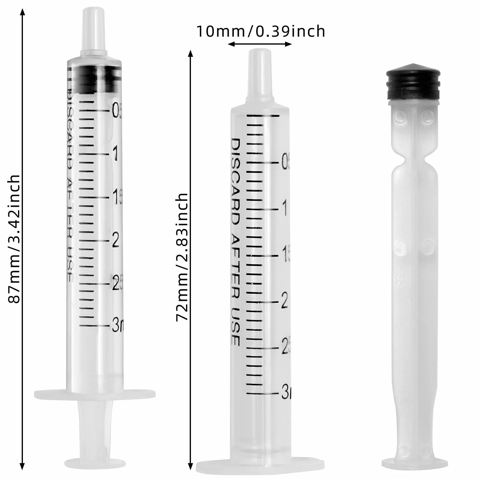 50 szt. strzykawek, strzykawka o pojemności 3 ml, jednorazowa strzykawka bez igły, strzykawka do siary, strzykawka dozująca, strzykawka z miarką do laboratoriów naukowych, do nalewania, napełniania