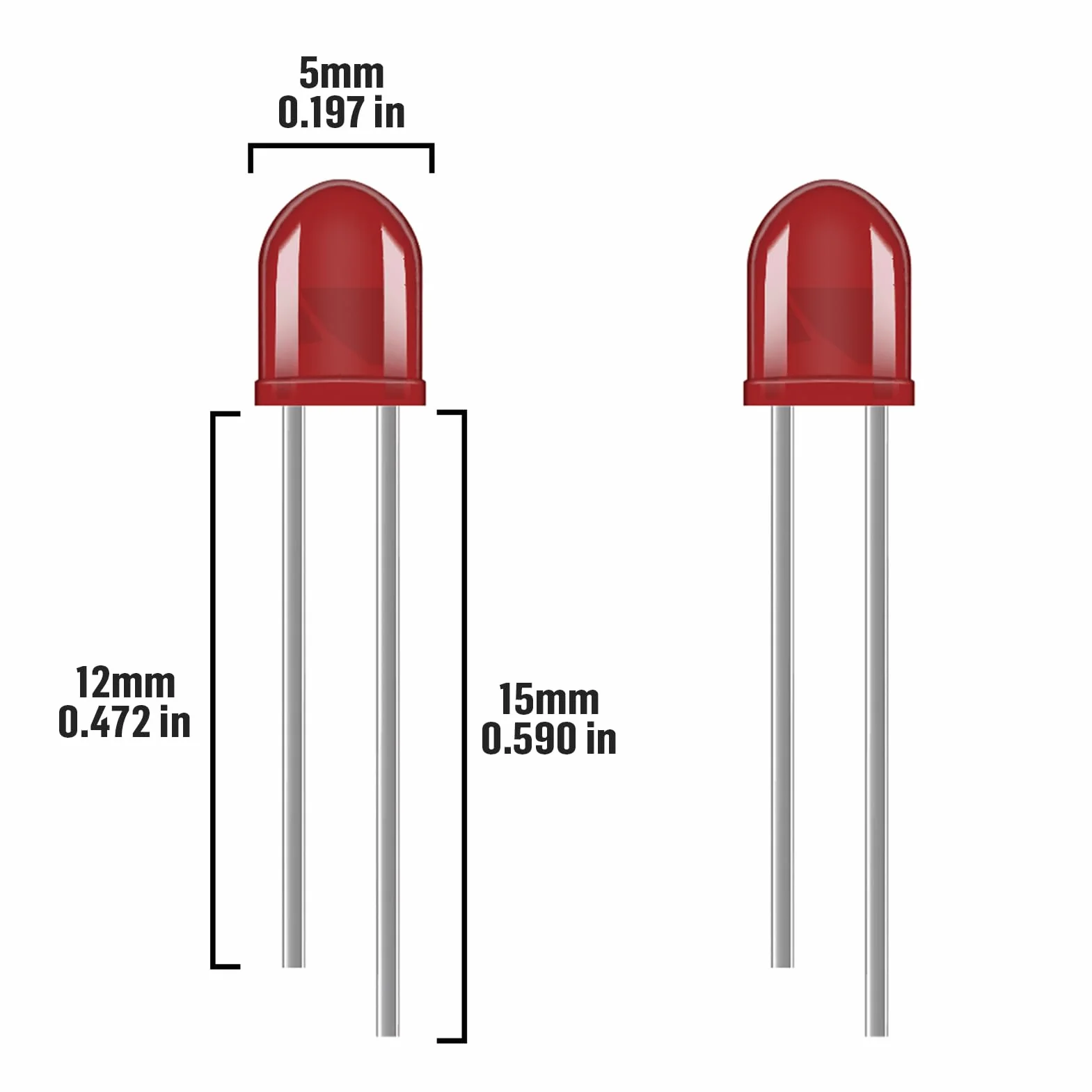 Zestaw 500 diod LED 5 mm diody LED o wysokiej jasności 5 kolorów niebieski czerwony biały żółty zielony dyfuzor emitujący światło diody 5 mm okrągłe 2 piny do majsterkowania (100 szt. dla