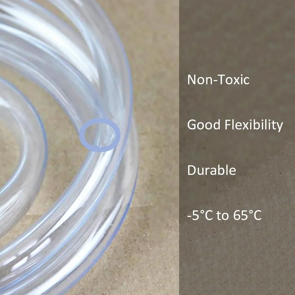 Przezroczysta rurka plastikowa 10 mm ID x 13 mm OD 5 m elastyczna do akwarium BPA free z zaciskami