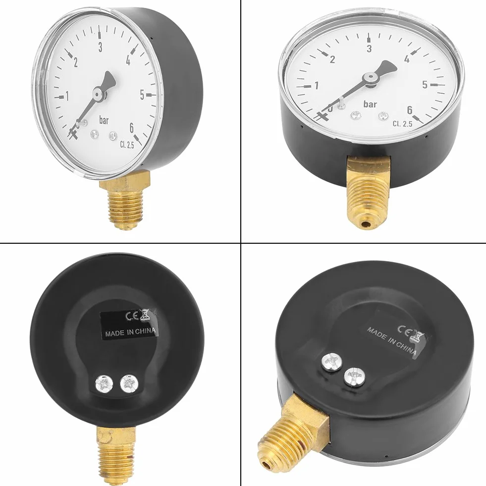 Air Pressure Hydraulic 1/4 NPT 0-6 Bar Dial Meter Water Air Instrument