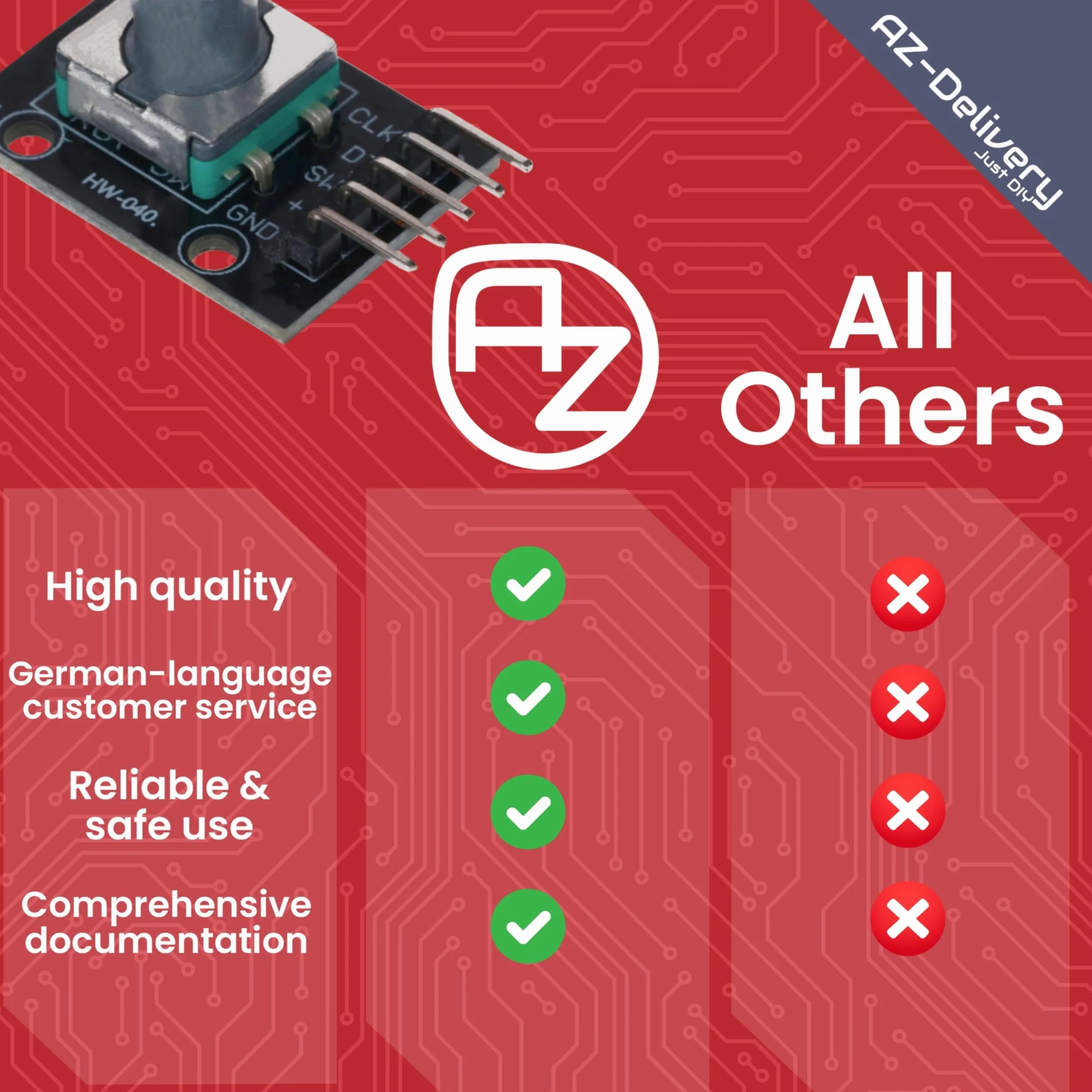 AZDelivery KY-040 Rotary Encoder Moduł kompatybilny z Arduino Raspberry Pi