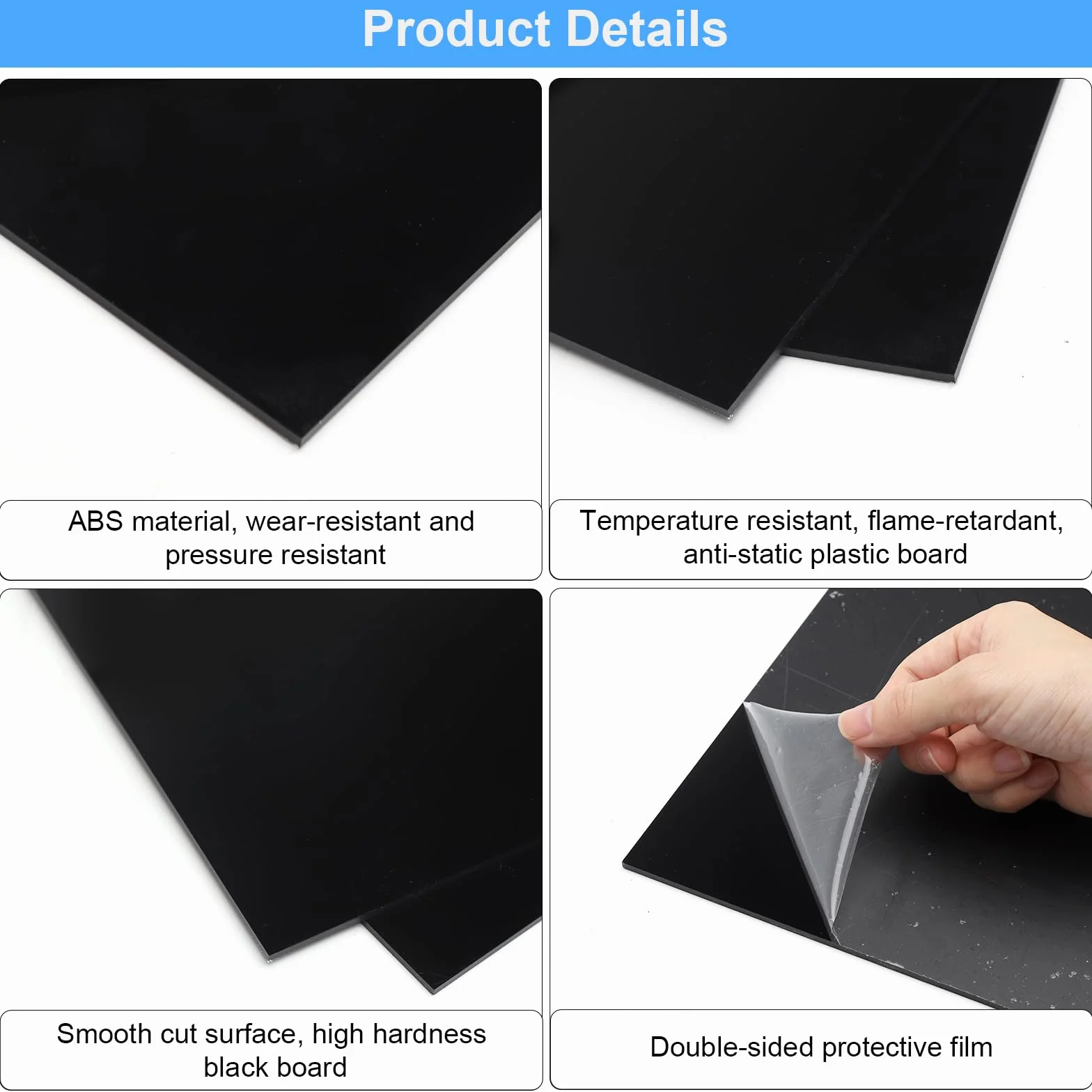2 czarne płyty plastikowe, 30 x 20 cm, 3 mm, płyty ze szkła akrylowego, płyty akrylowe, wysoka twardość, do ramek na zdjęcia, tabliczek akrylowych, okrągłe, malowane, numery stołów, 2 szt