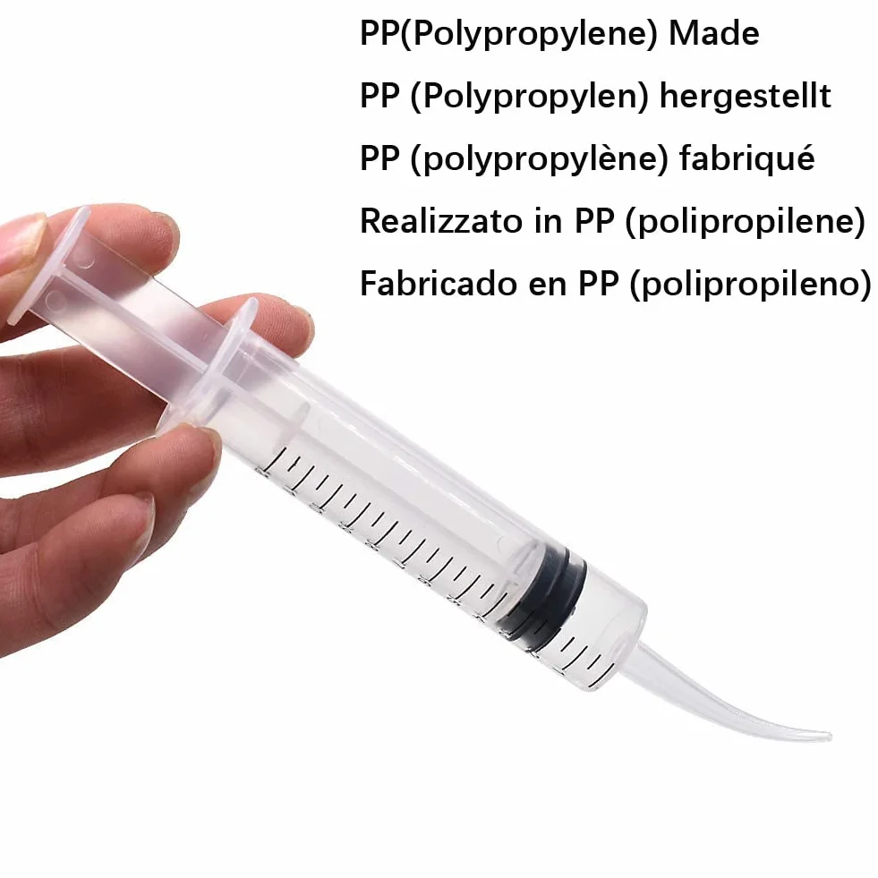 Gebildet 10 Szt. Strzykawka Dentystyczna O Pojemności 12ml Z Zakrzywioną Końcówką Jednorazowa, Stopniowana Strzykawka Do Irygacji Zębów Do Pielęgnacji Jamy Ustnej, Usuwania Kamieni Migdałków