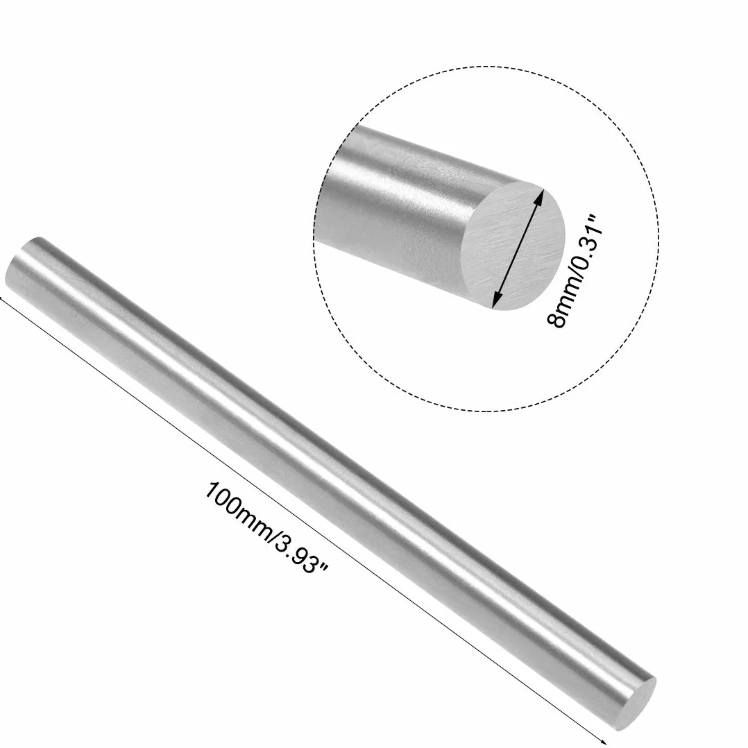 sourcing map 2 sztuki pręt okrągły 8 mm średnica 100 mm długość HSS drążek tokarski trzpień DIY narzędzie do majsterkowania