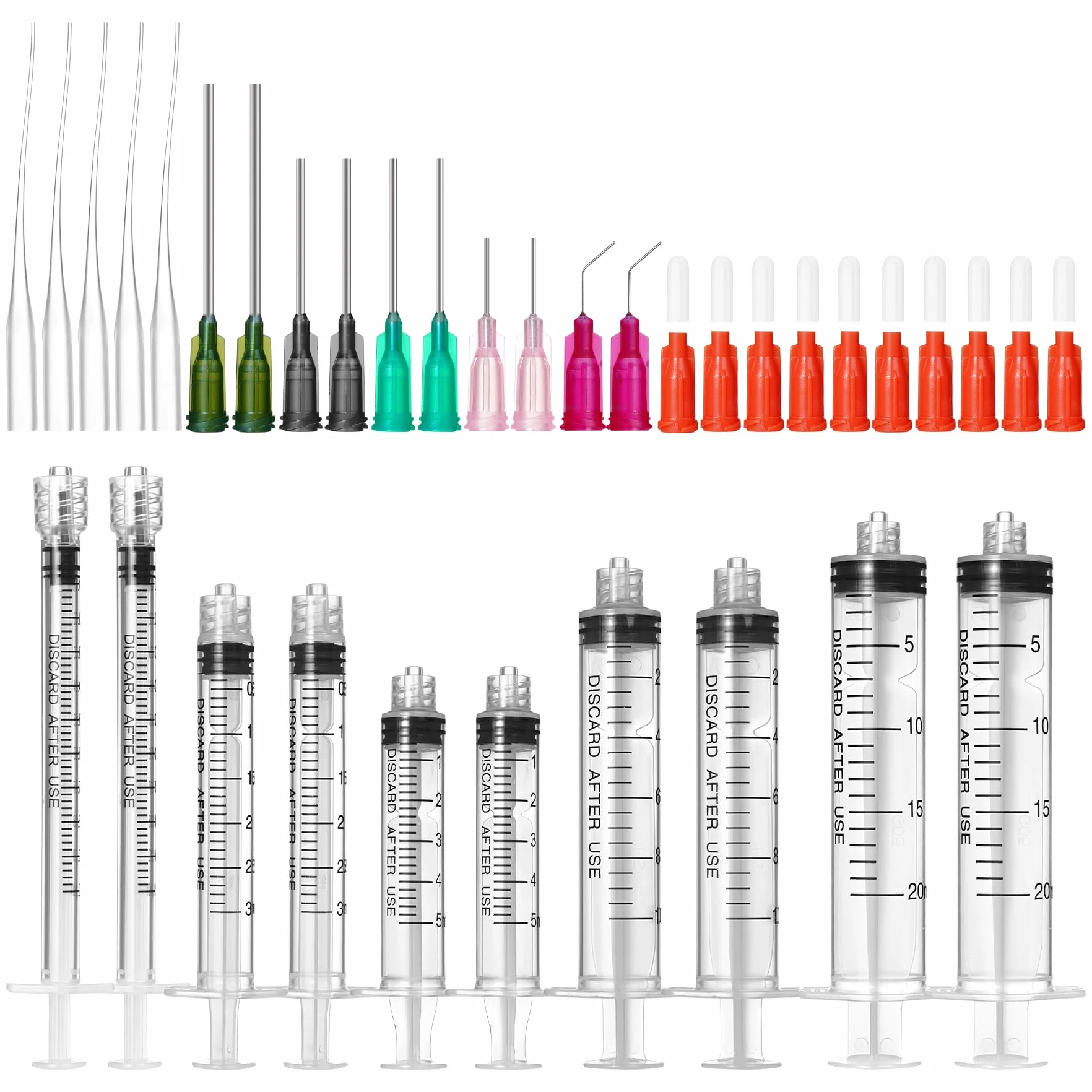 Strzykawka czysta igła i nasadka 1 ml, 3 ml, 5 ml, 10 ml, 20 ml, strzykawki, 14 g, 16 g, 18 g, 20 g, 25 g czyste igły i nasadki strzykawkowe, do pielęgnacji przemysłowej, pomiaru płynów