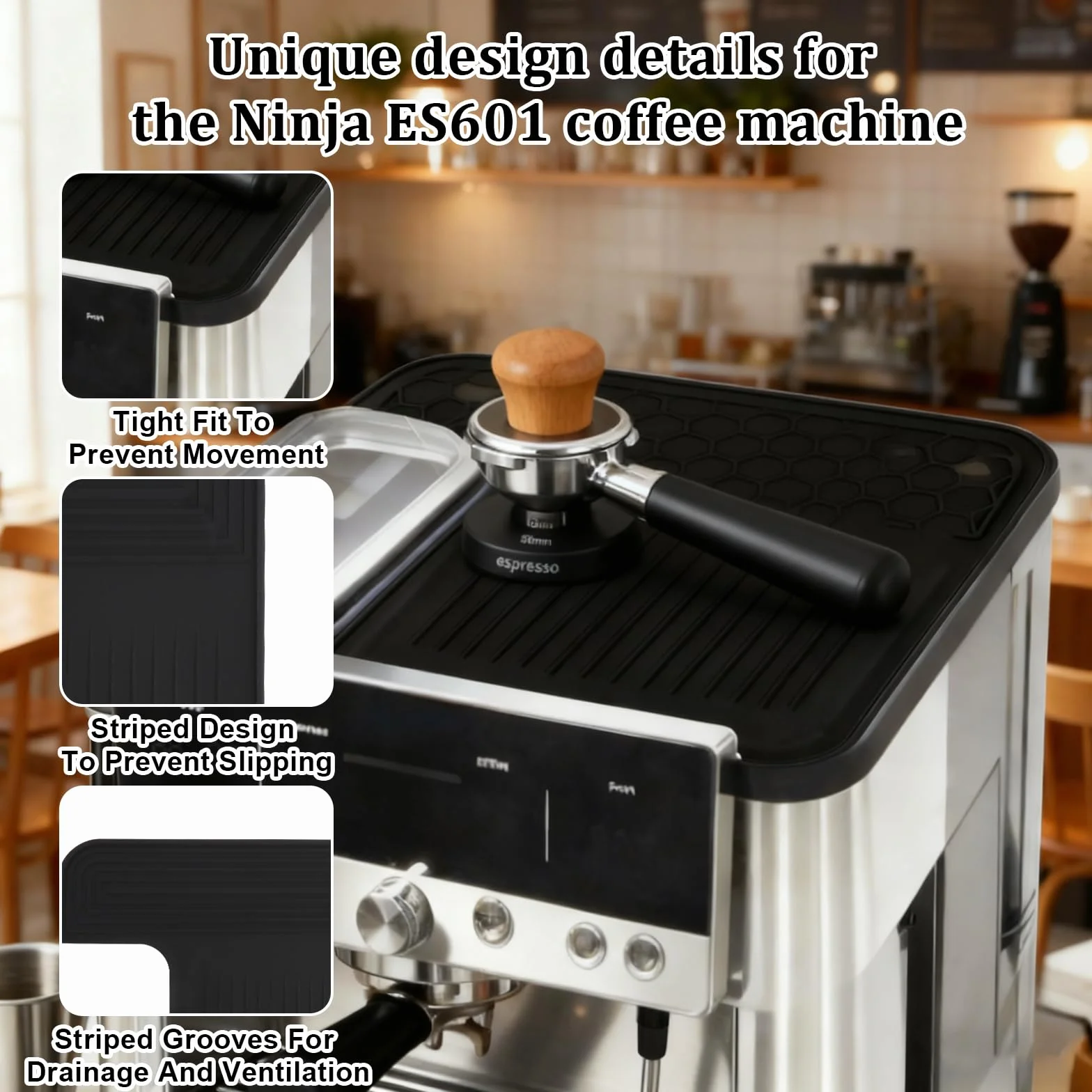 Mata silikonowa do ekspresu do kawy Ninja, antypoślizgowa mata do ekspresu do kawy Ninja Luxe Café Premier ES601EU/ES701EU, odporna na zarysowania, wodoszczelna, odporna na wysokie temperatury
