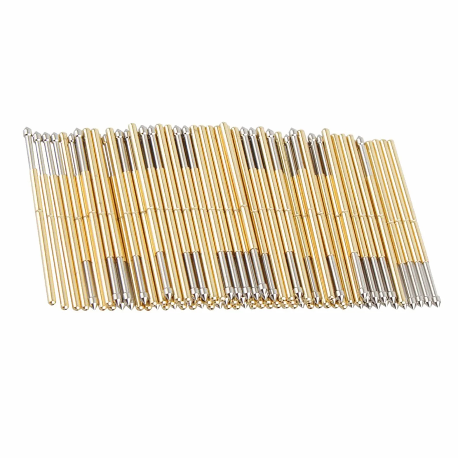 P100 - E2 Spring Test Probe 100pcs | 3A Current for PCB Testing | Cone Pogo Pins for Gold Fingers/Through - Hole Components | 50mΩ, 6.5mm Stroke