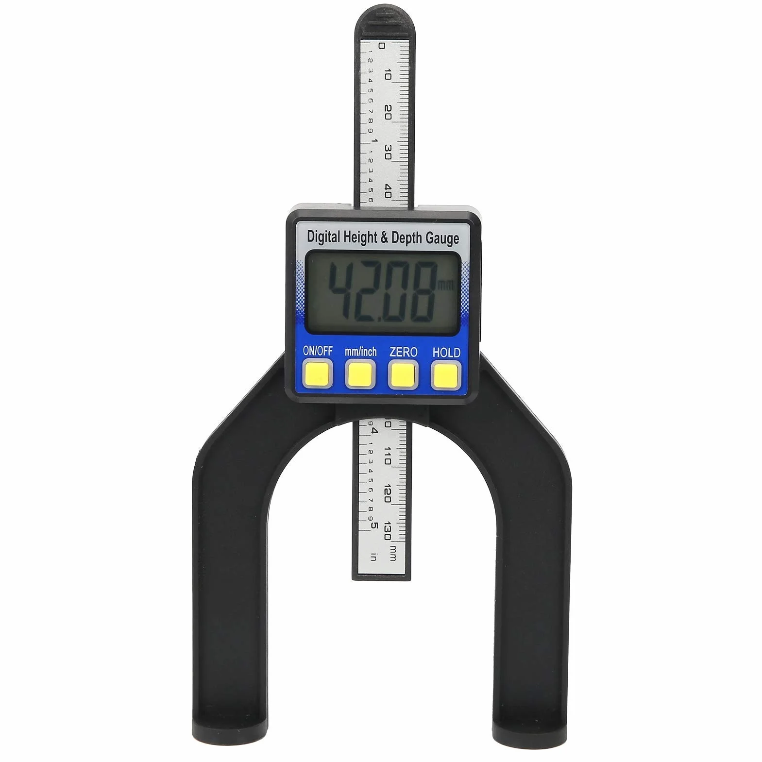 Cyfrowy Miernik Głębokości 2 w 1 Elektroniczny Miernik Głębokości Głębokości Linijka do Obróbki Drewna Suwmiarka do Stołu Routera 0 do 80mm