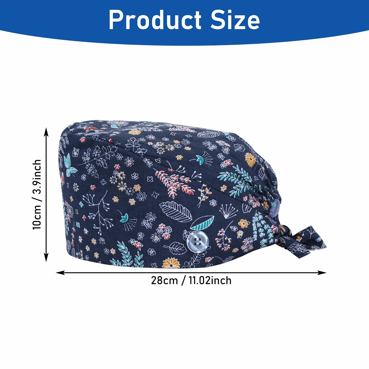 Aster 3-częściowy zestaw czapek do peelingu, czapka z nadrukiem, czapka z daszkiem, czapka robocza, wiązana na plecach, regulowana absorpcja potu, osłona włosów z guzikami, opaska przeciwpotna dla