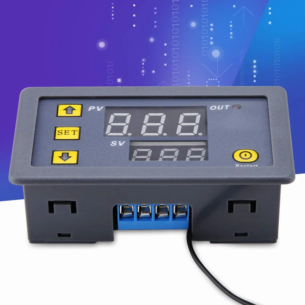 Arceli 12v 20A W3230 LCD Cyfrowy Zegar W3230 Cyfrowy Regulator Temperatury Termostat Miernik 12V 24V 220V Cyfrowy Termostat Termostat Przełącznik Czujnik z Wyświetlaczem(12V red and blue display)