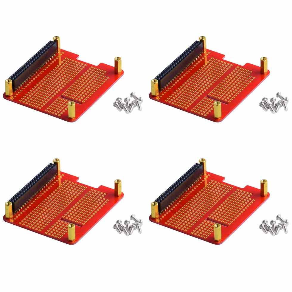 GeeekPi 4 x prototype Breakout DIY zestaw tarcz do płytek drukowanych do Raspberry Pi 4B i Raspberry Pi 3 2 B+ A+ (czarny)
