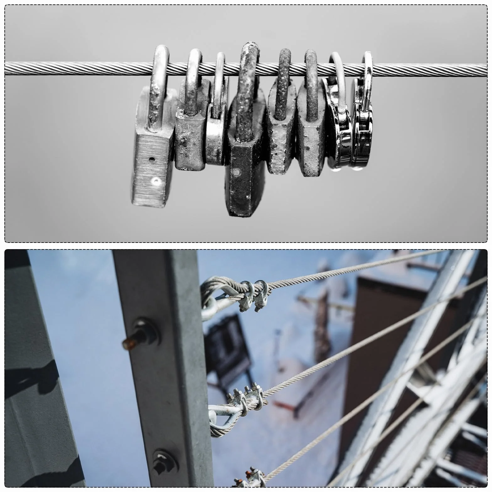 QUARKZMAN Lina druciana ze stali nierdzewnej, 50 m x 1 mm, stalowa linka powlekana PCW, 30 tulejek aluminiowych, drut zabezpieczający, wieszak na zdjęcia, zasłony, balustrady, meble ogrodowe, żagiel