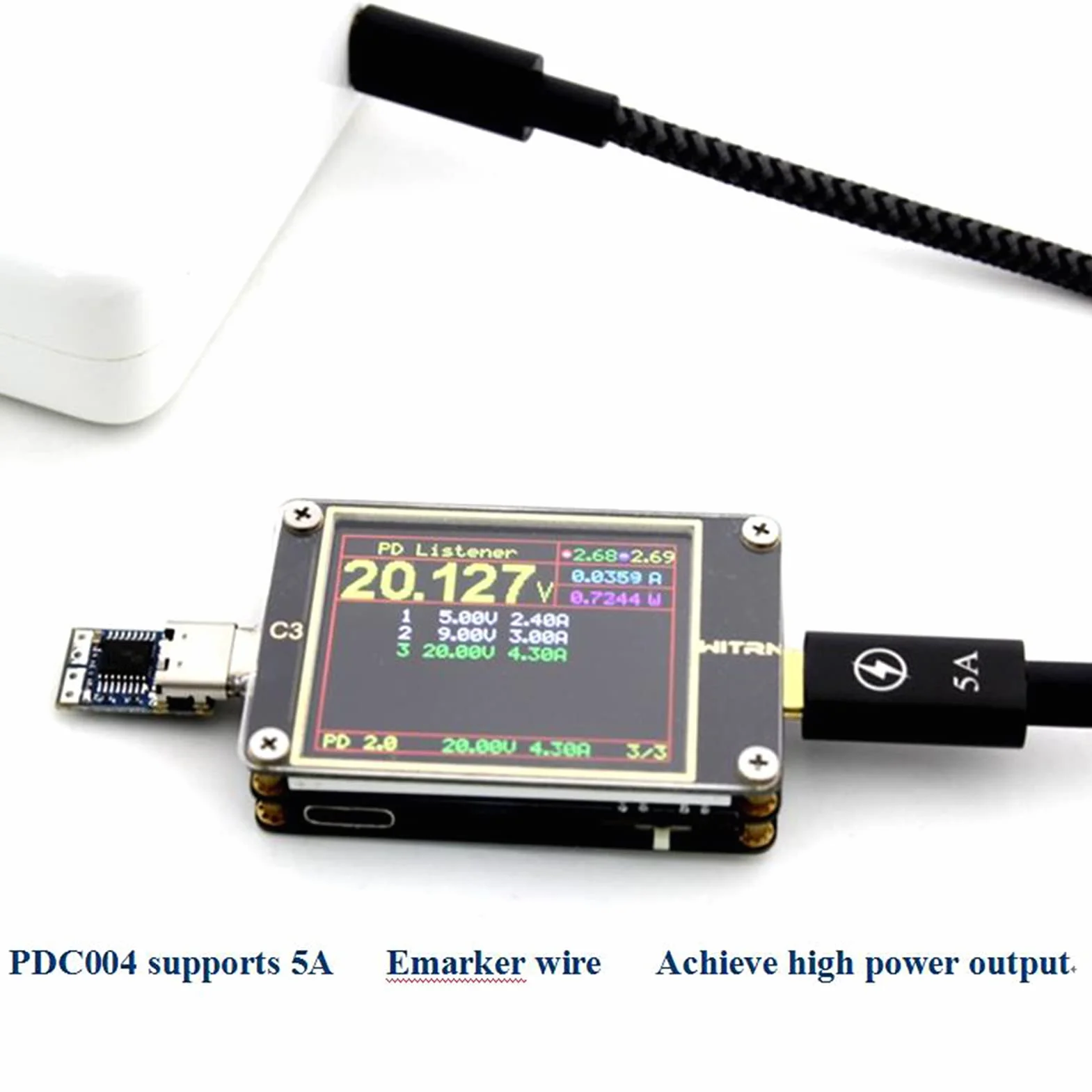 Jadeshay Moduł wyzwalający 5 szt. USB-C PDC004 PD 12 V DC stałe napięcie moduł wyzwalacza zasilania 5A typ C wejście żeńskie