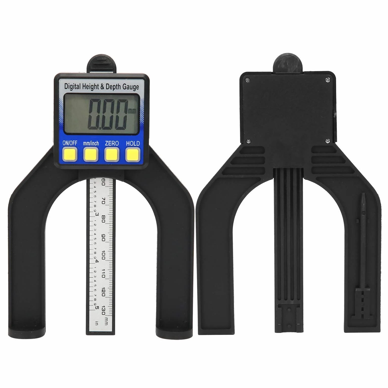 Cyfrowy Miernik Głębokości 2 w 1 Elektroniczny Miernik Głębokości Głębokości Linijka do Obróbki Drewna Suwmiarka do Stołu Routera 0 do 80mm