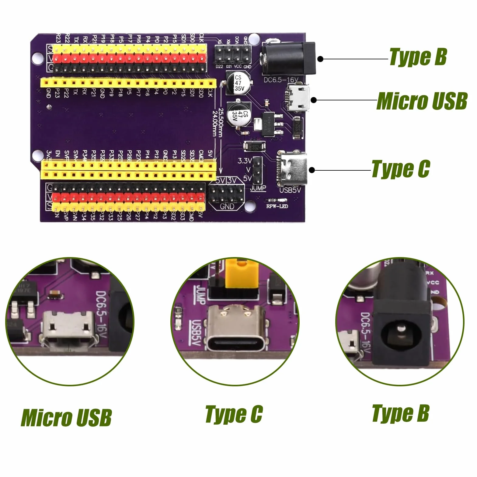 ESP32 Breakout Board 38 pinów ESP32 Development Board 25,5 mm