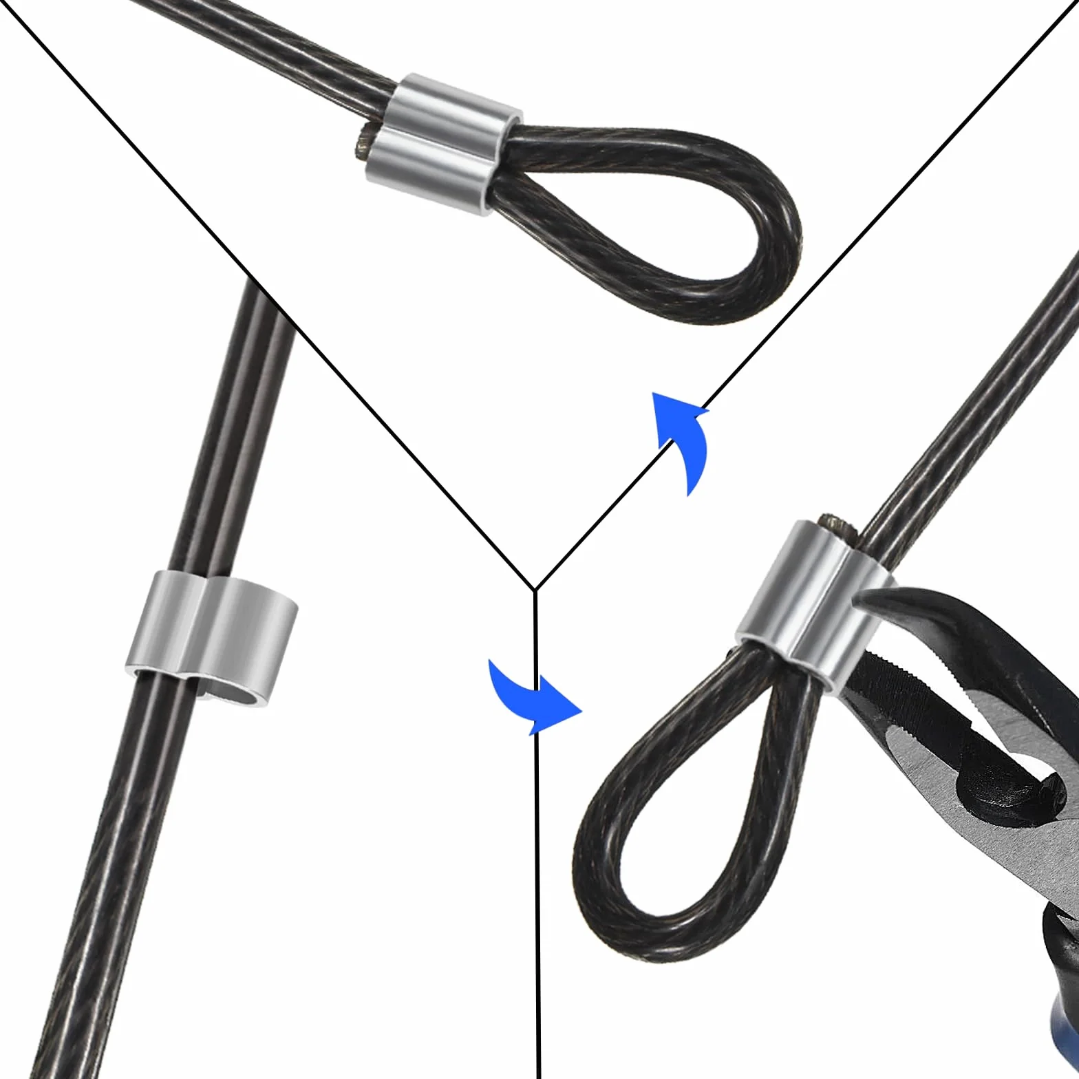 SWTYExt Zacisk linowy 10 mm - zestaw 40 sztuk aluminiowych, podwójne zaciski dociskowe do gumowej liny, przyczep, rozbudowy i plandeki