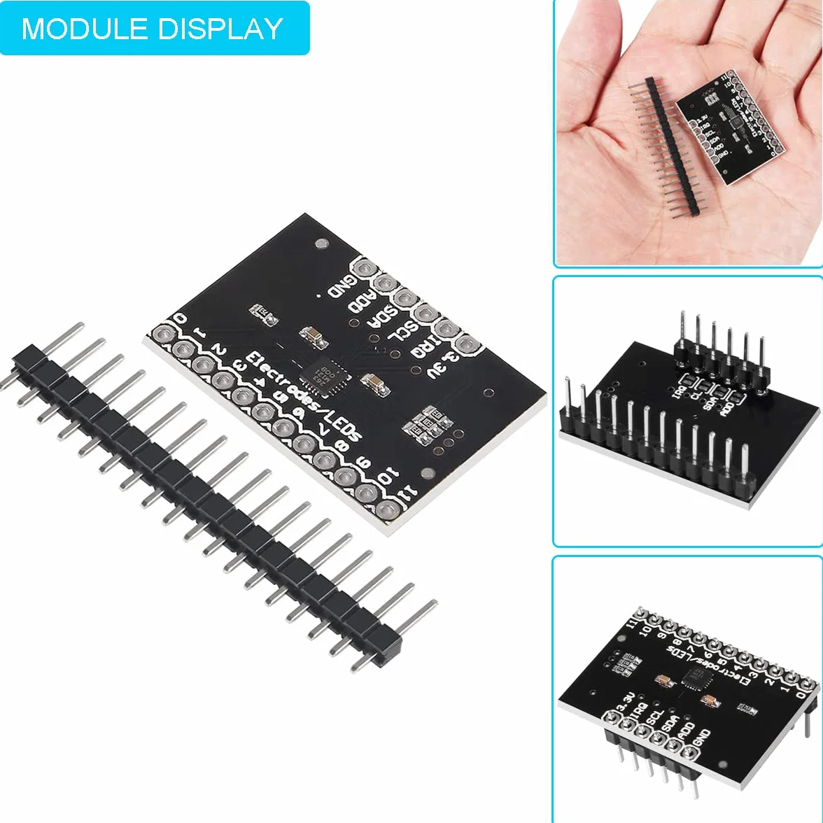 5 szt. MPR121 Breakout V12 zbliżeniowy pojemnościowy moduł czujnika dotykowego klawiatura czujnik dotykowy klawiatura płyta rozwojowa z głowicą pinową kabel DuPont