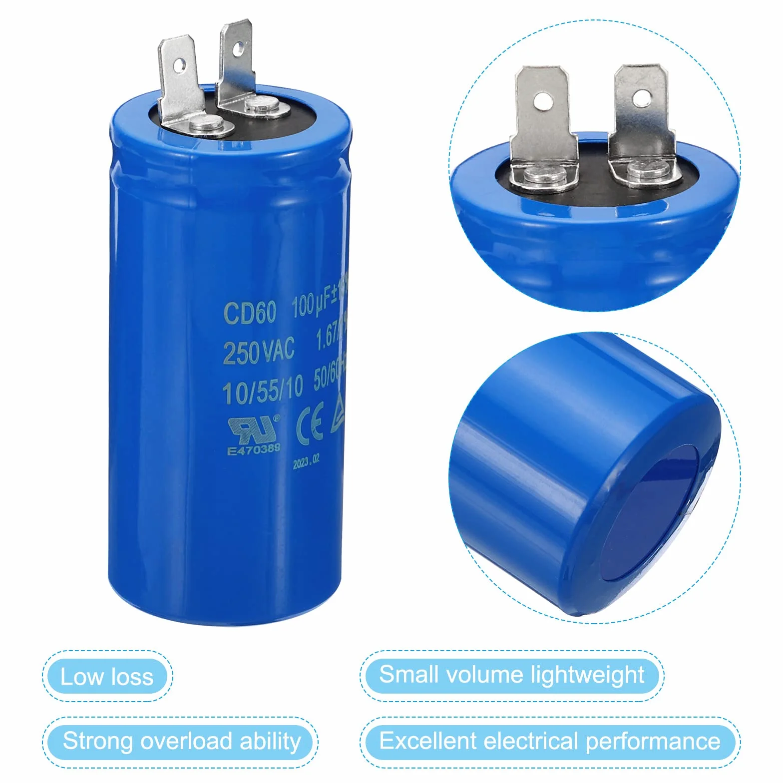 PATIKIL Kondensator CD60 100uF 250VAC 15% tolerancja 50/60Hz kondensator rozruchowy silnika