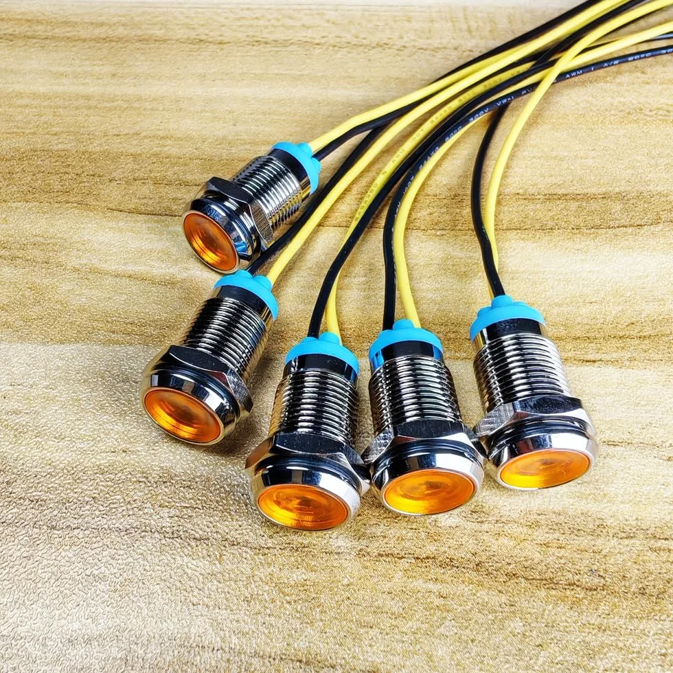 Gebildet 5 Sztuk Metalowy Wskaźnik Świetlny LED 10mm 230V AC Wodoodporna Lampka Sygnalizacyjna Żółta