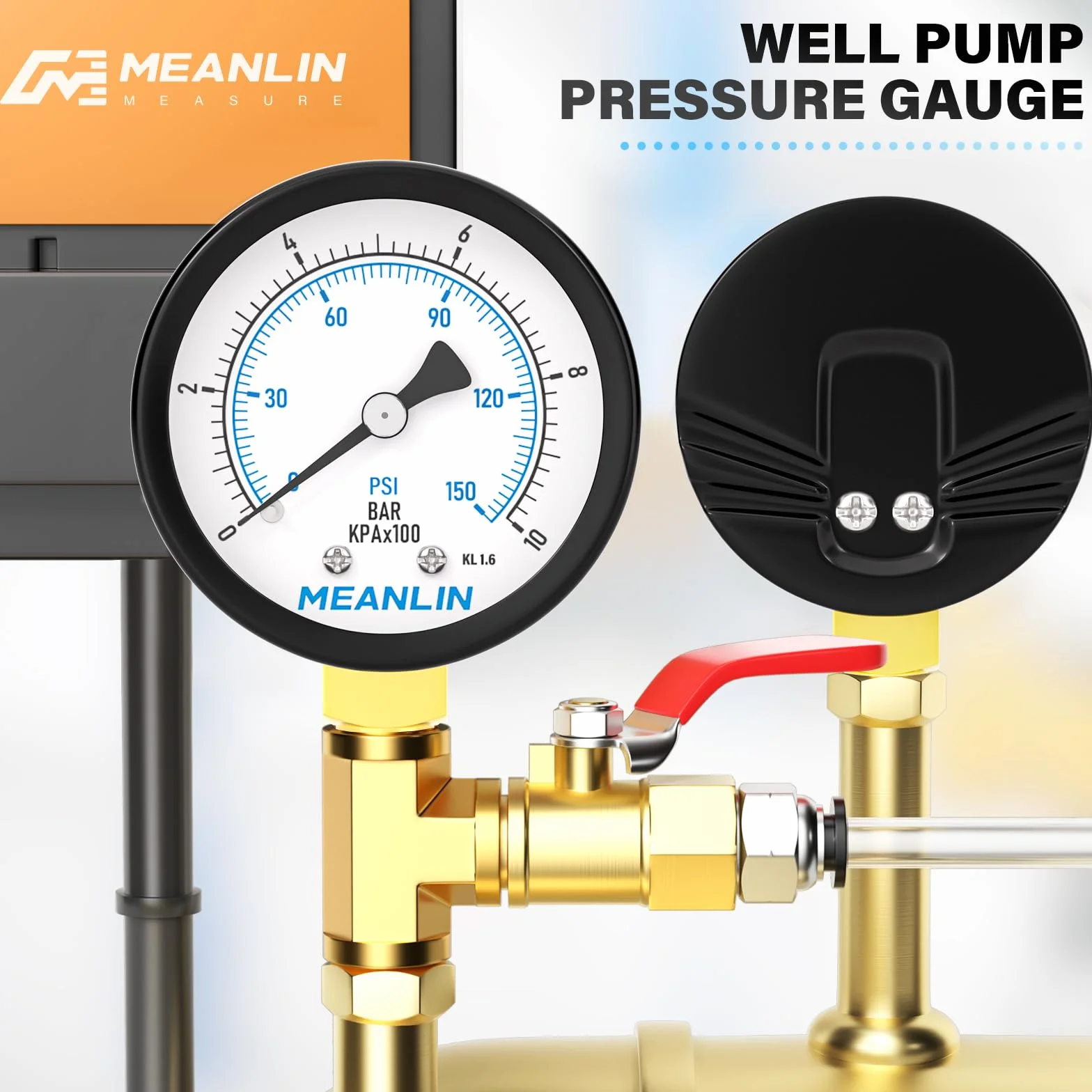 MEANLIN MEASURE Manometr 0-10 Bar 150PSI 1/4" BSP do pomp wodnych