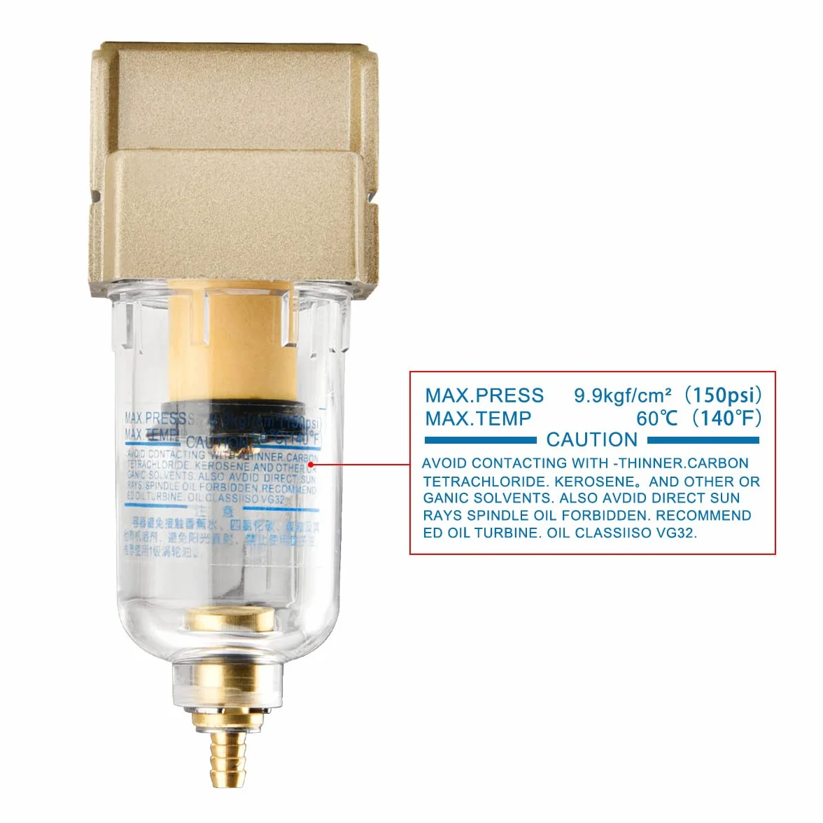 Heschen Część pneumatyczna regulator ciśnienia sprężarki AF2000-02 PT1/4 750 l/min 40 um
