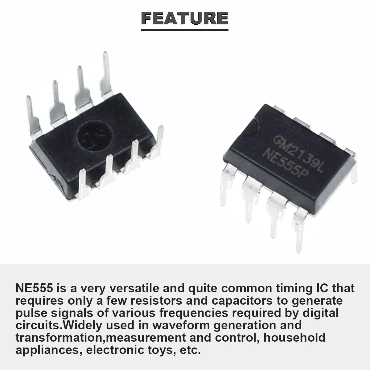 50 sztuk NE555P Precision Timer Single NE555 IC generator impulsów Single Bipolar DIP-8 + 50 sztuk gniazd DIP-C IC do projektów elektronicznych DIY