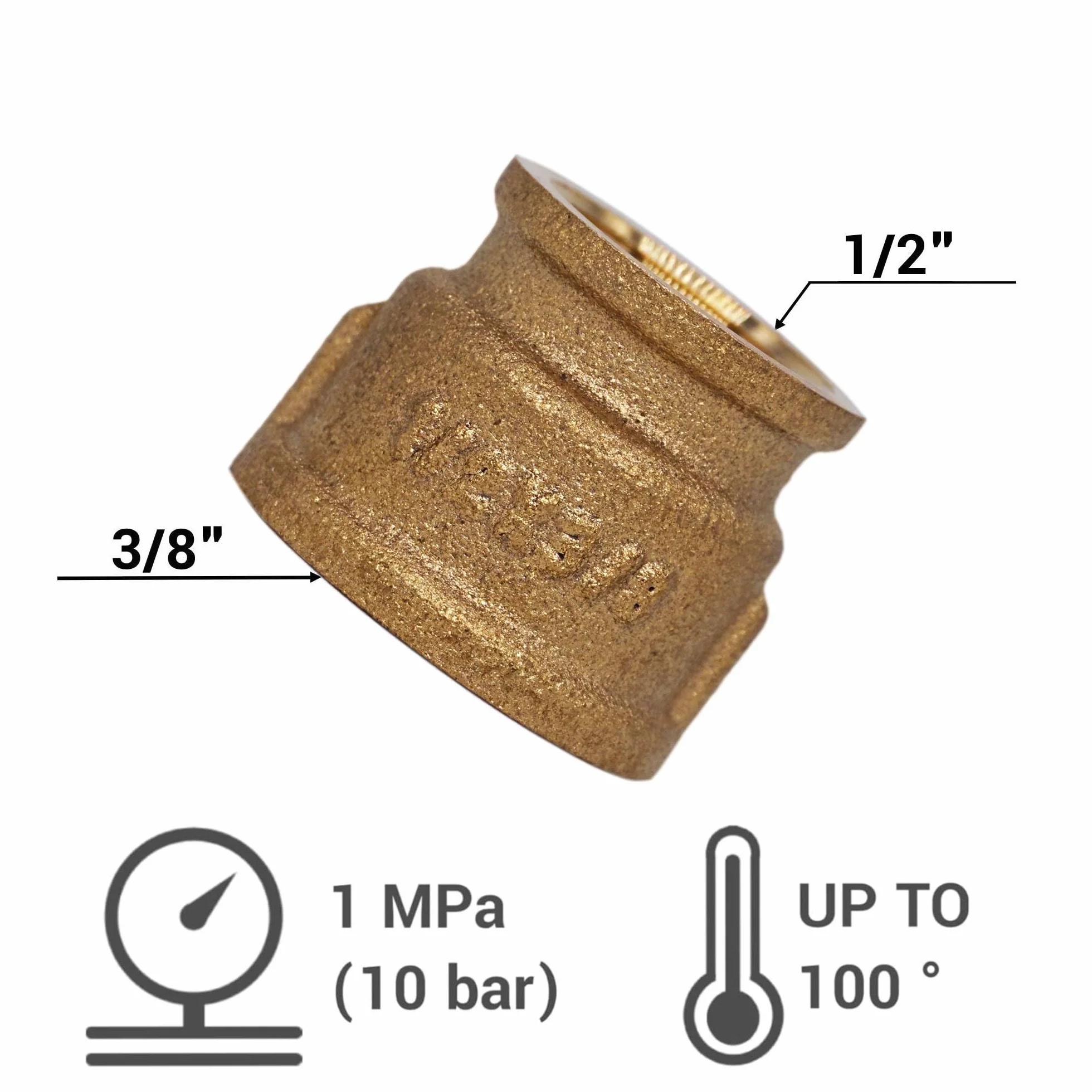 SKIR'CO Mosiężne mufy redukcyjne 1/2" x 3/8" gwint wewnętrzny BSP