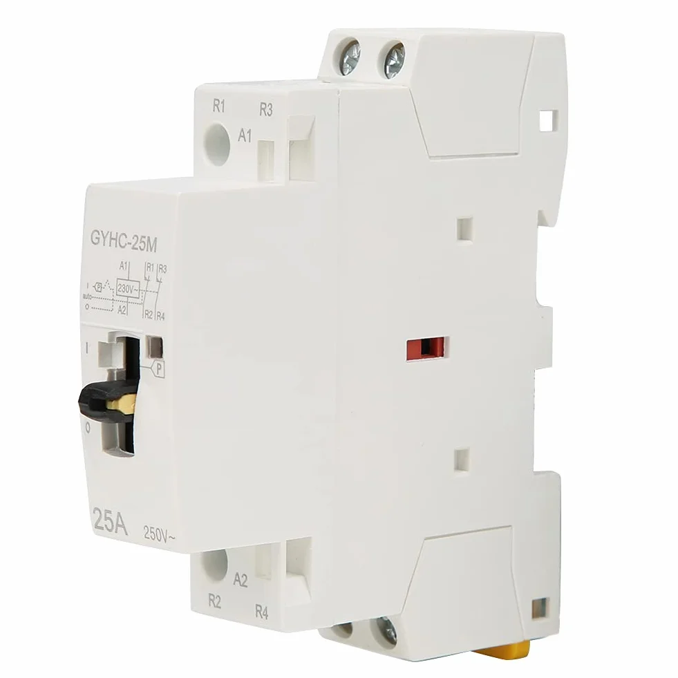 Stycznik AC na szynę DIN 220 V 50 Hz z Ręcznym Przełącznikiem Sterującym, oszczędność Energii, Cicha Praca, Niezawodne Przełączanie do Użytku Domowego (2NC)