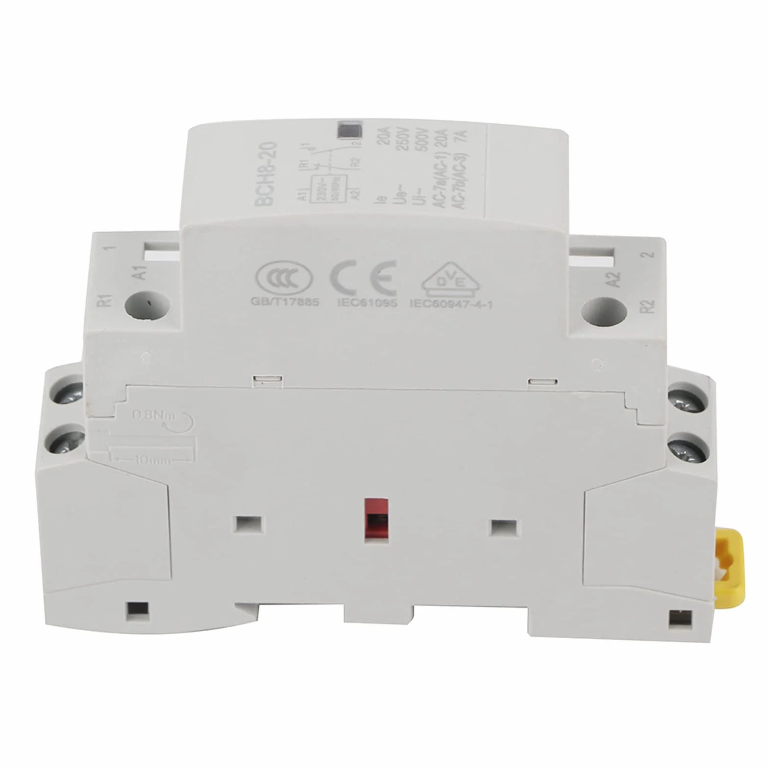 Stycznik AC 2P 1NO 1NC, 20A 24V 220V/230V 50/60Hz Domowy stycznik AC Montaż na szynie DIN Zaprojektowany do użytku domowego elektrycznego i elektronicznego (220V/230V)