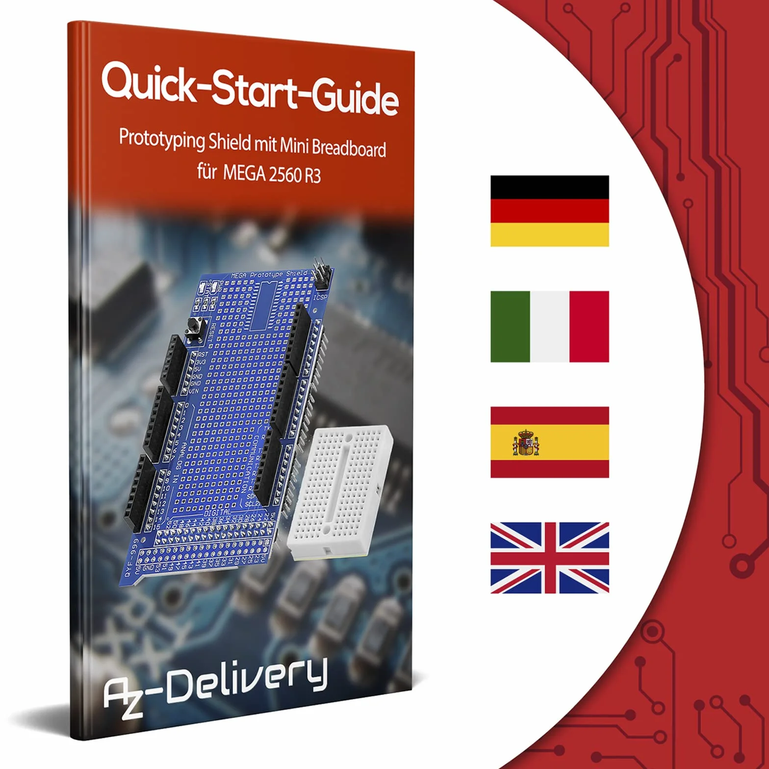 AZDelivery 3 x Prototyping Shield z Mini Breadboard kompatybilny z MEGA 2560, kompatybilny z Arduino wraz z E-Book!