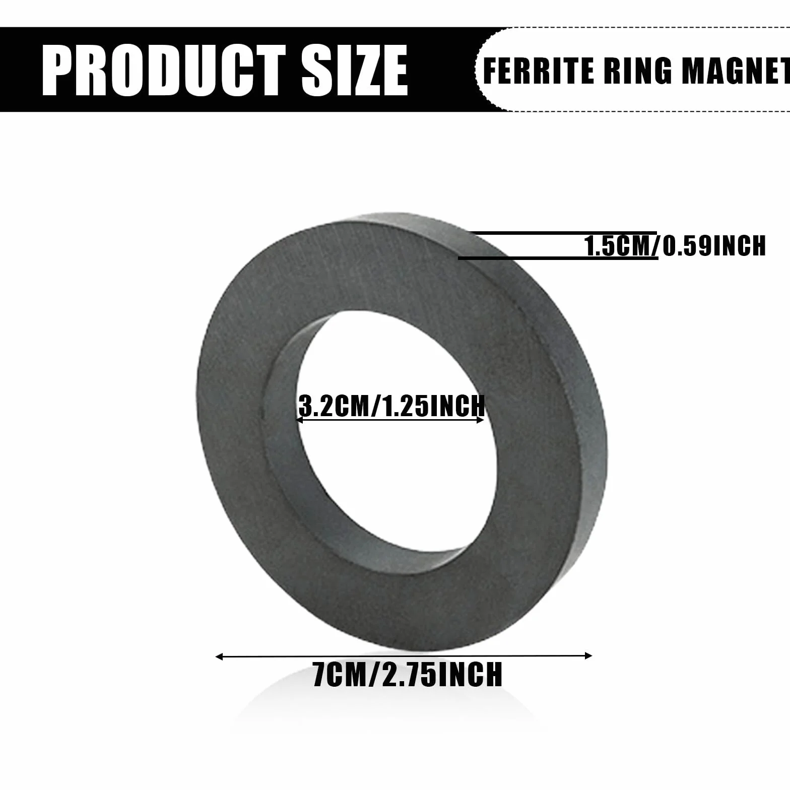 2 sztuki magnesów pierścieniowych, Ø 70 mm x 32 mm x 15 mm, ferrytowy magnes pierścieniowy z otworem, pierścień magnetyczny, wytrzymały magnes pierścieniowy, krążek z otworem do przemysłu