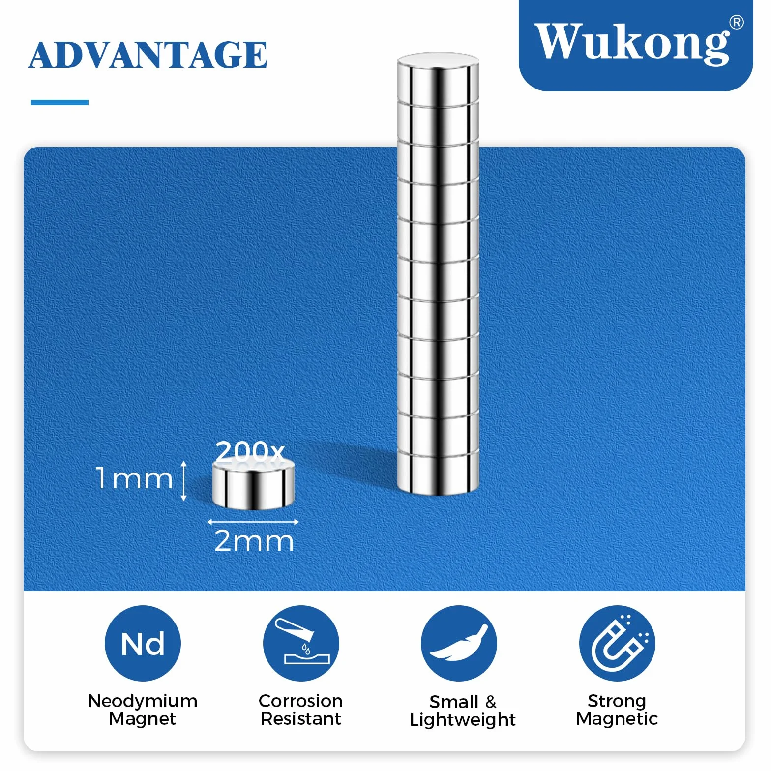 Wukong N45 Małe magnesy neodymowe 2 x 1 mm 200 szt.