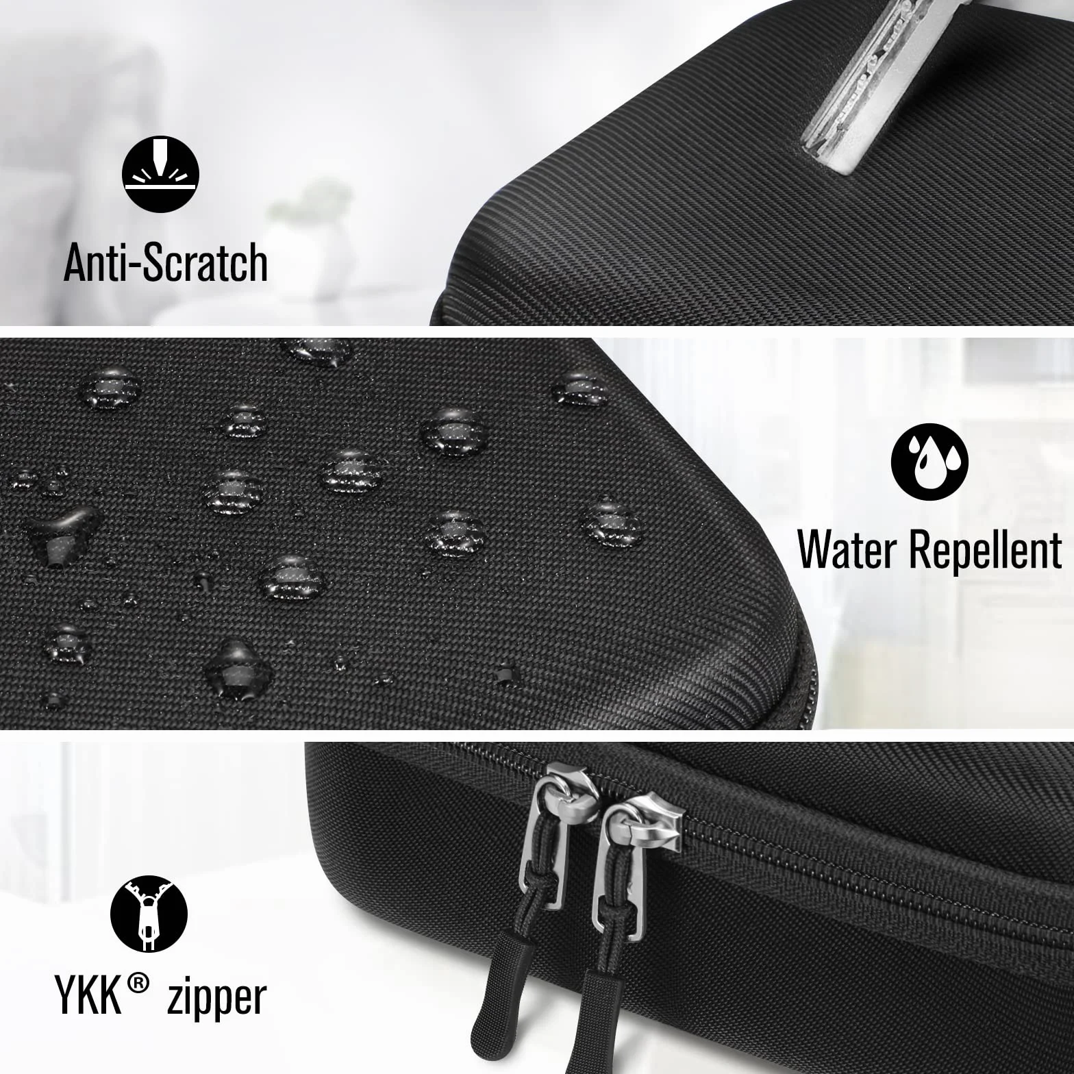 MEDMAX Tragbare Tasche für Asthma Inhalator, schützende stoßfeste Medizin-Reise-Tragetasche mit Clip und Trageriemen kompatibel mit Kammerinhalator-Abstandsmasken, Schwarz