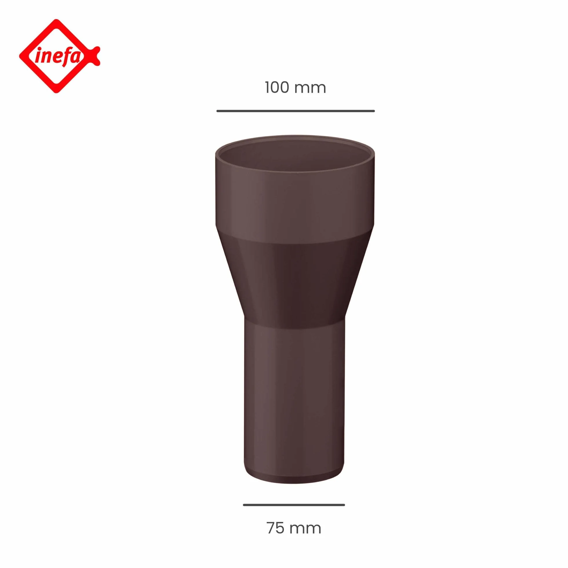 INEFA Reduktor rury spustowej PVC 100/75mm ciemnobrązowy Akcesoria do rur spustowych