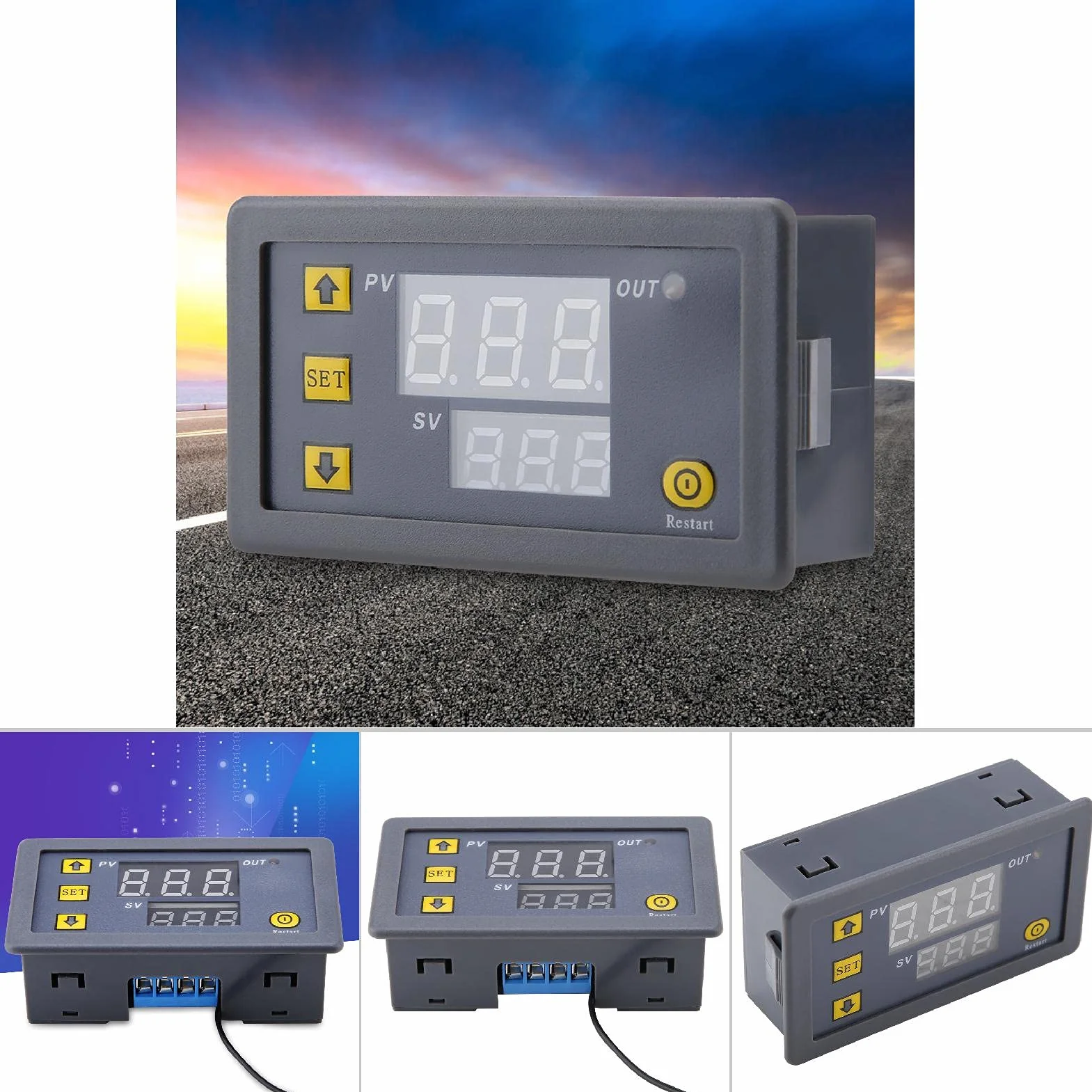 Arceli 12v 20A W3230 LCD Cyfrowy Zegar W3230 Cyfrowy Regulator Temperatury Termostat Miernik 12V 24V 220V Cyfrowy Termostat Termostat Przełącznik Czujnik z Wyświetlaczem(12V red and blue display)
