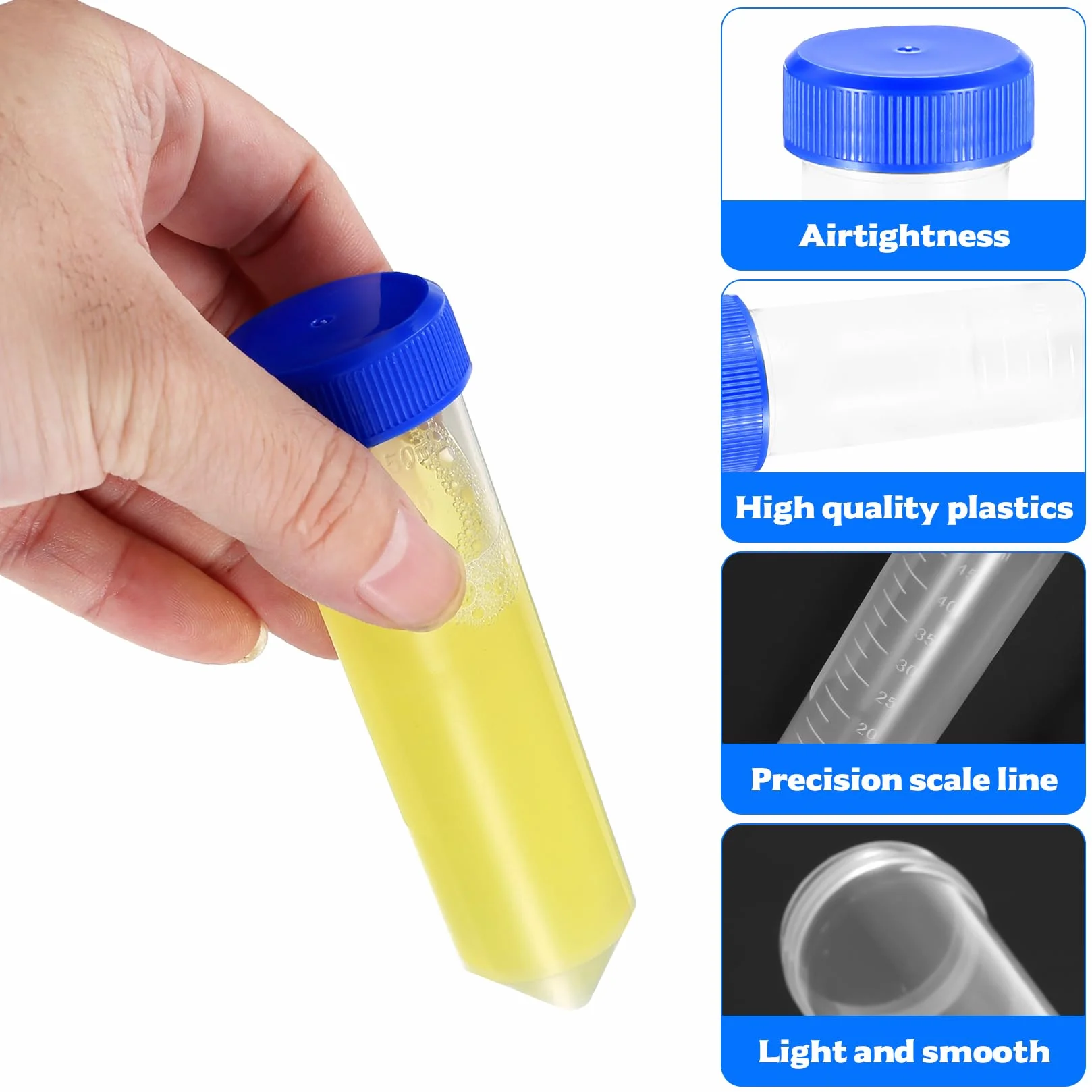 26 sztuk 50ml plastikowych probówek z zakrętkami, probówki wirówkowe 50ml, puste pojemniki na próbki z zakrętką, pojemniki na próbki do laboratorium, płynów, przypraw, z naklejkami
