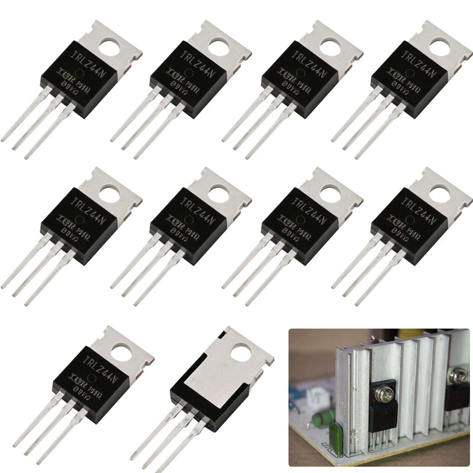IRLZ44N tranzystor kanałowy MOSFET 55V 47A 3-biegunowy TO-220AB IRLZ44NPBF tranzystor 10 sztuk