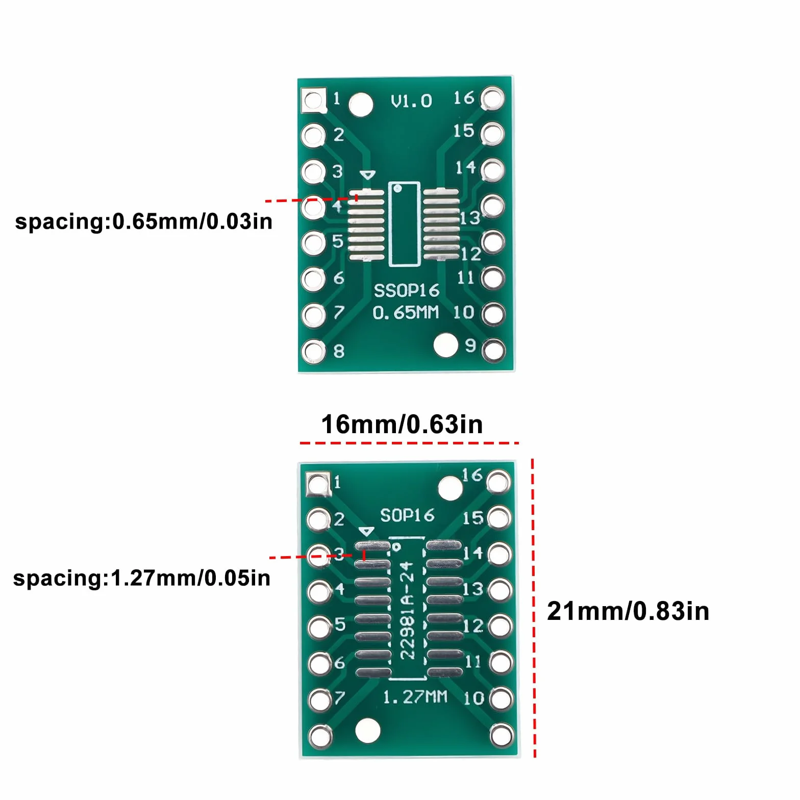 Płytka PCB SOP16 TSSOP16 do DIP-16 21 x 16 mm do modernizacji komponentów SMD