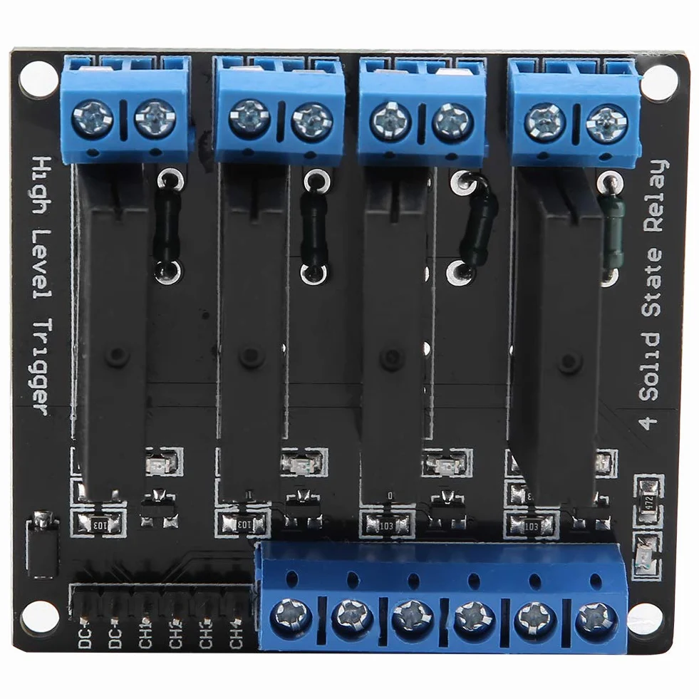 Moduł przekaźnika półprzewodnikowego 4-kanałowy SSR DC AC 5V High Level Trigger