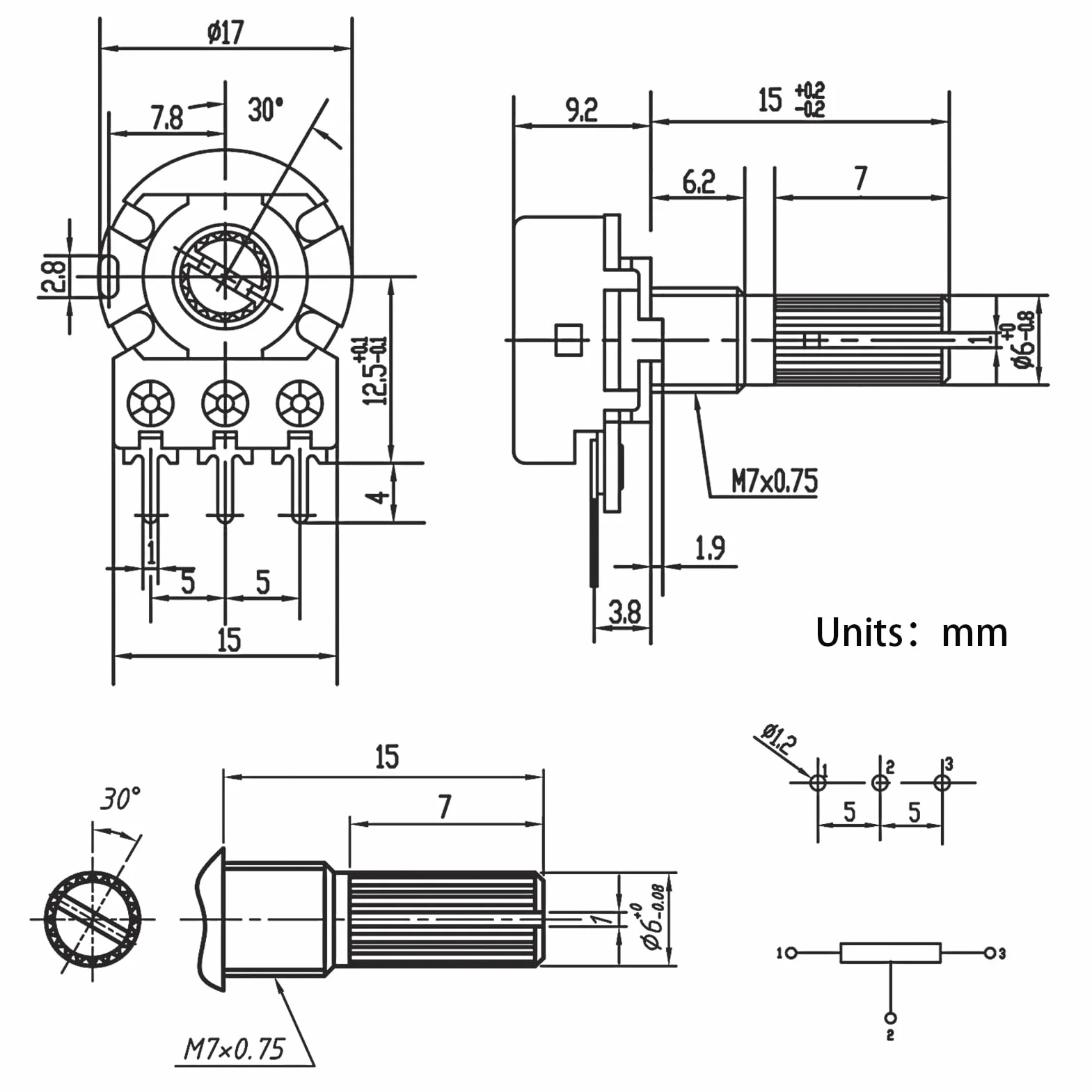 3 sztuki 10K Ohm pojedynczy liniowy potencjometr obrotowy WH148 B10K Liniowy stożek filmu węglowego potencjometry obrotowe 3 zaciski z kablem przyłączeniowym XH2,54-3 piny i pokrętłem